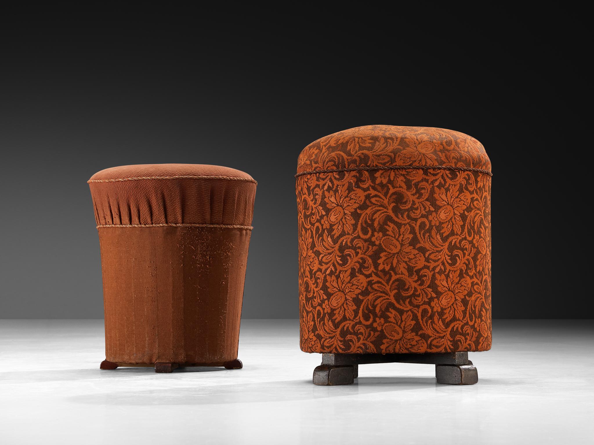 Jindrich Halabala Stools in Decorative Patterned Upholstery