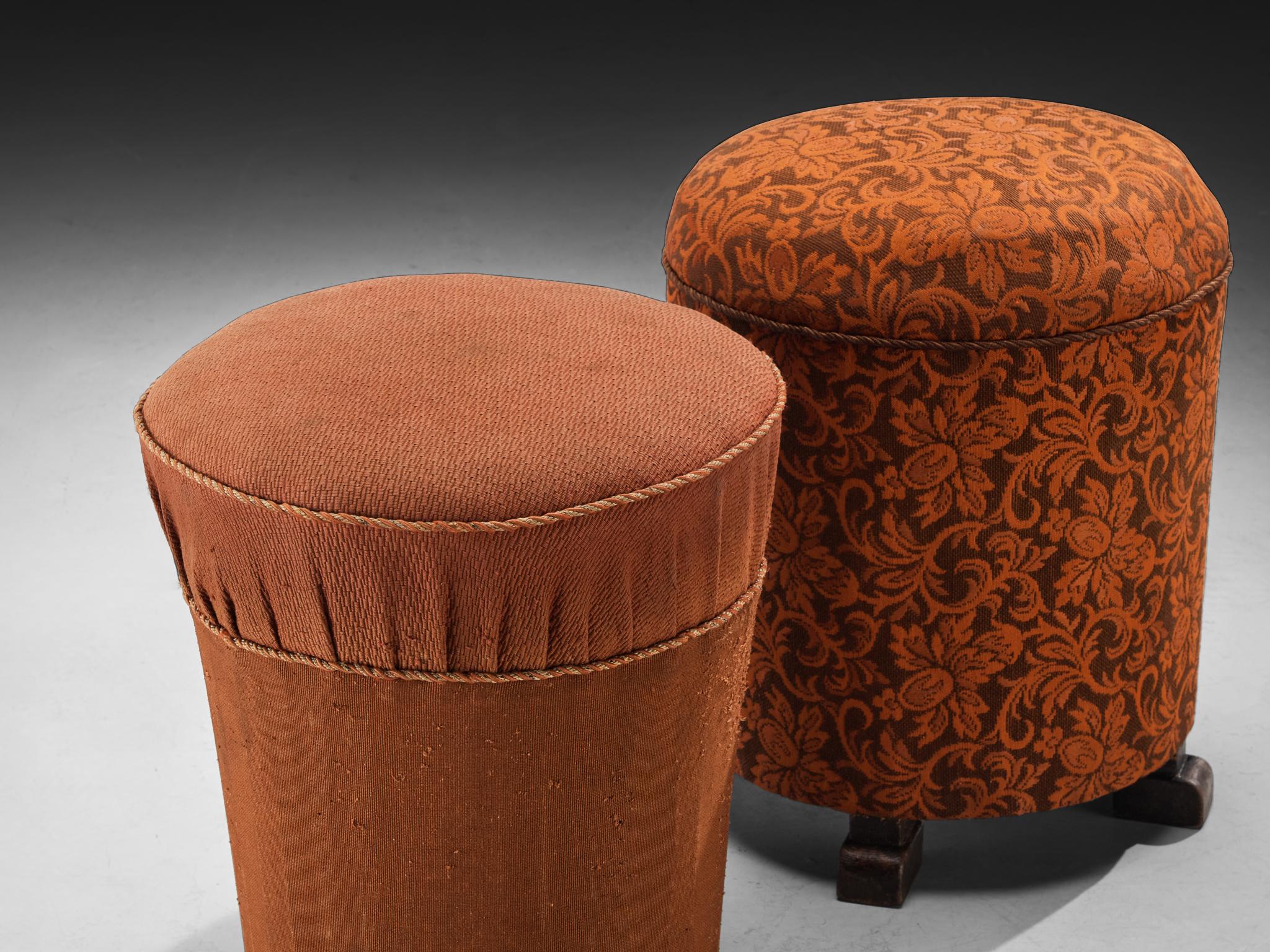 Jindrich Halabala Stools in Decorative Patterned Upholstery