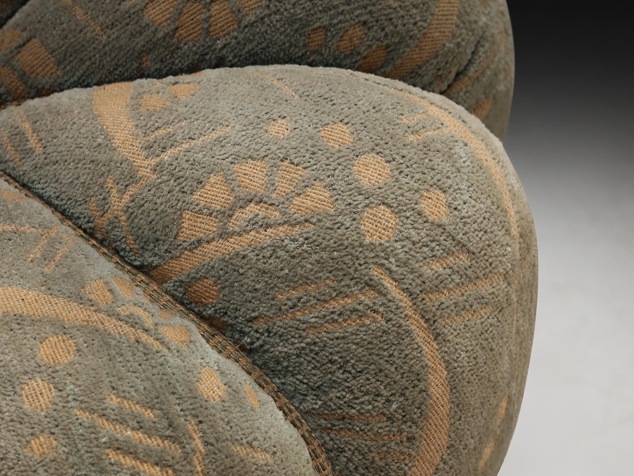 Jindrich Halabala Stool in Decorative Green Upholstery