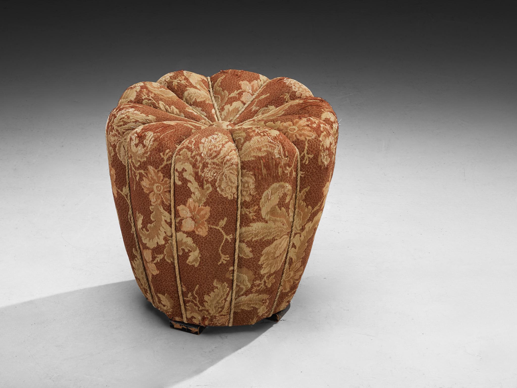 Jindrich Halabala Stools in Decorative Patterned Upholstery