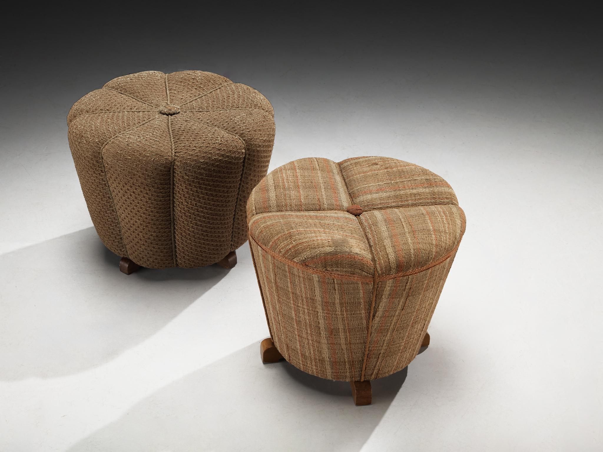 Jindrich Halabala Stools in Decorative Upholstery