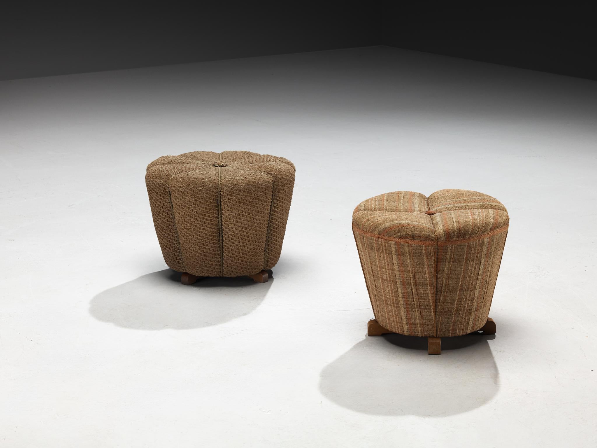 Jindrich Halabala Stools in Decorative Upholstery