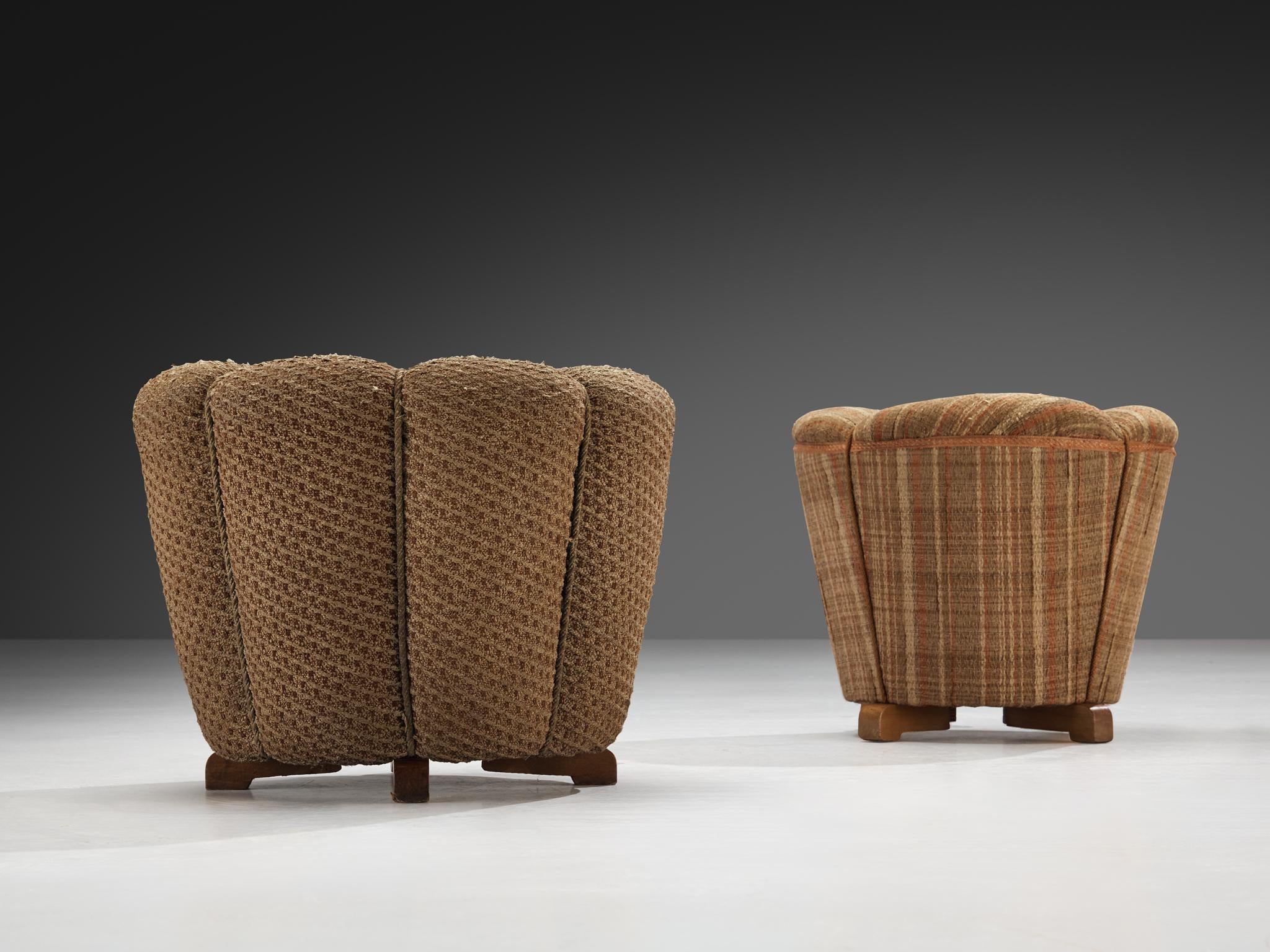 Jindrich Halabala Stools in Decorative Upholstery