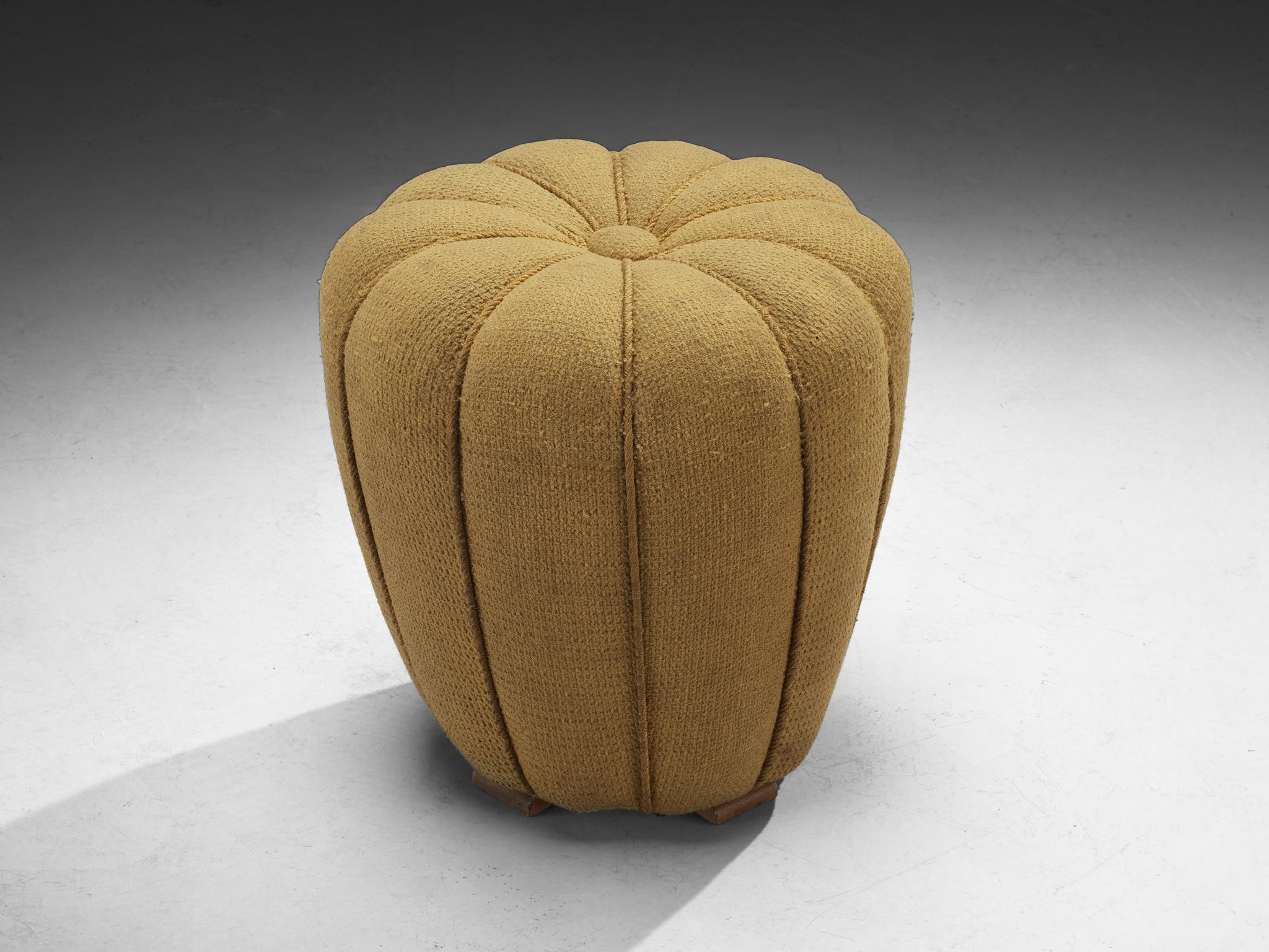 Jindrich Halabala Stools in Decorative Yellow and Green Upholstery