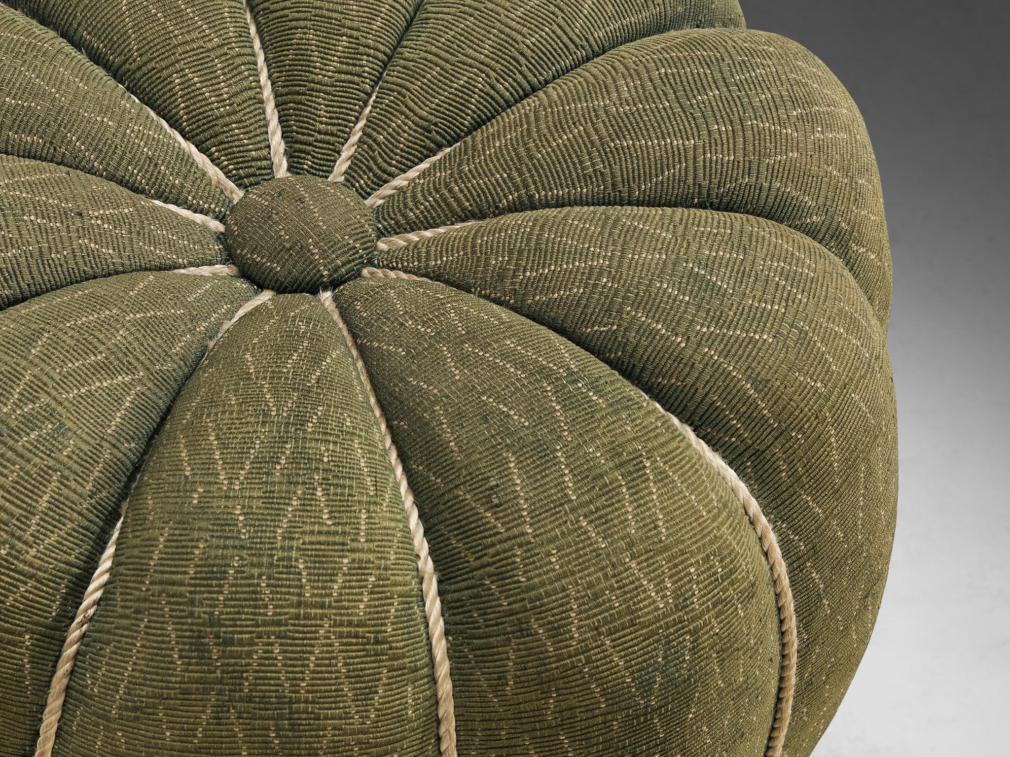 Jindrich Halabala Stools in Decorative Yellow and Green Upholstery