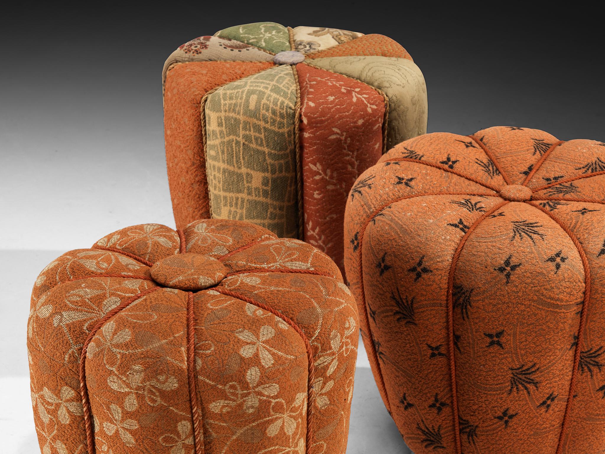 Jindrich Halabala Stools in Decorative Upholstery