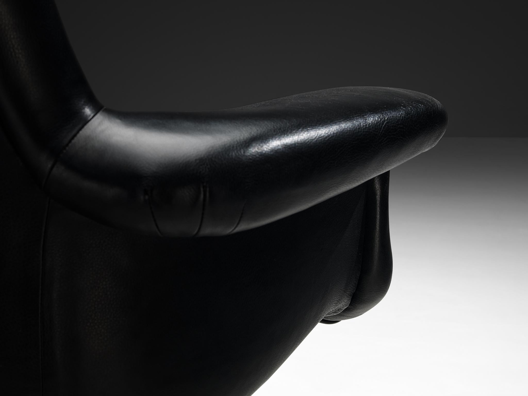 Angelo Mangiarotti for Skipper 'Executive 80' Office Chair in Black Leather