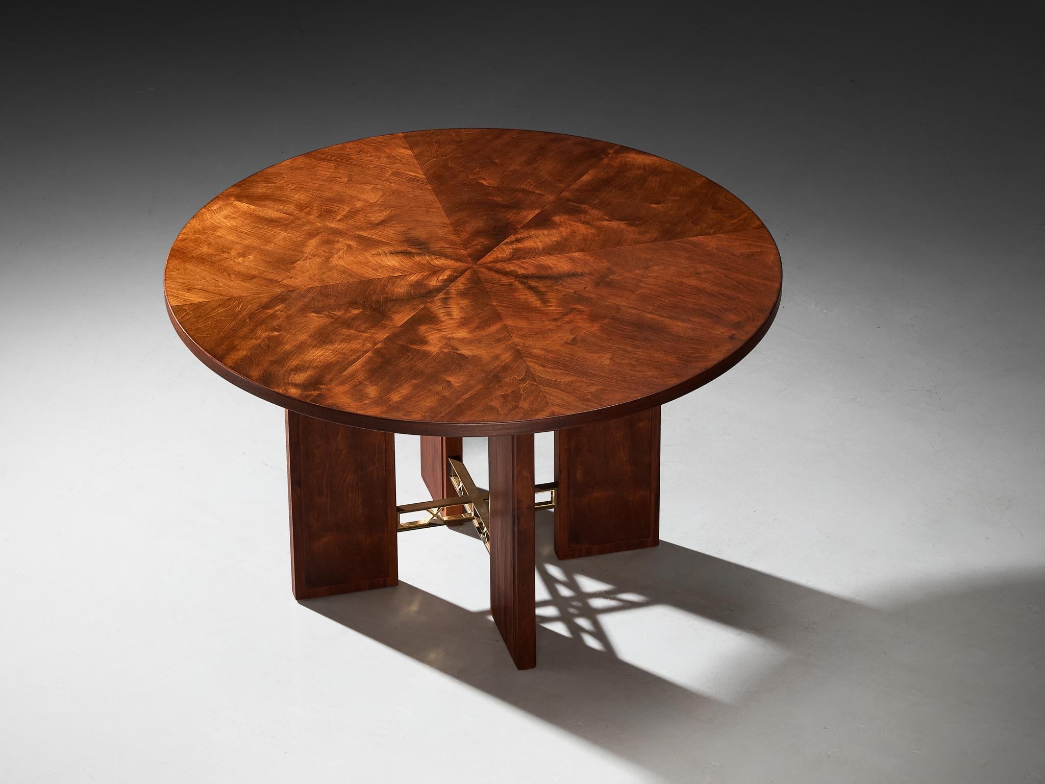 Bent Helweg-Møller 1920s Art Deco Table in Mahogany and Brass