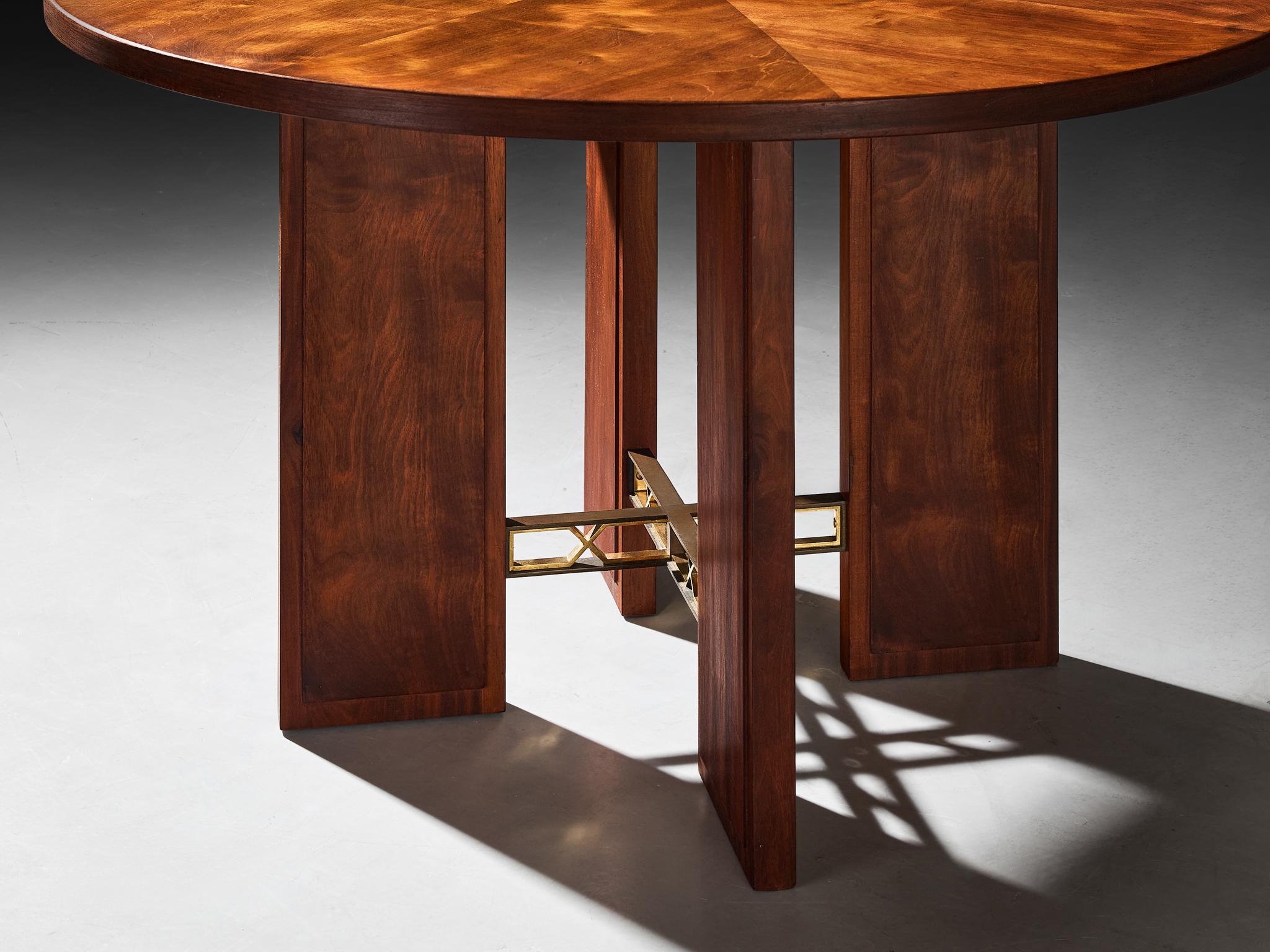 Bent Helweg-Møller 1920s Art Deco Table in Mahogany and Brass