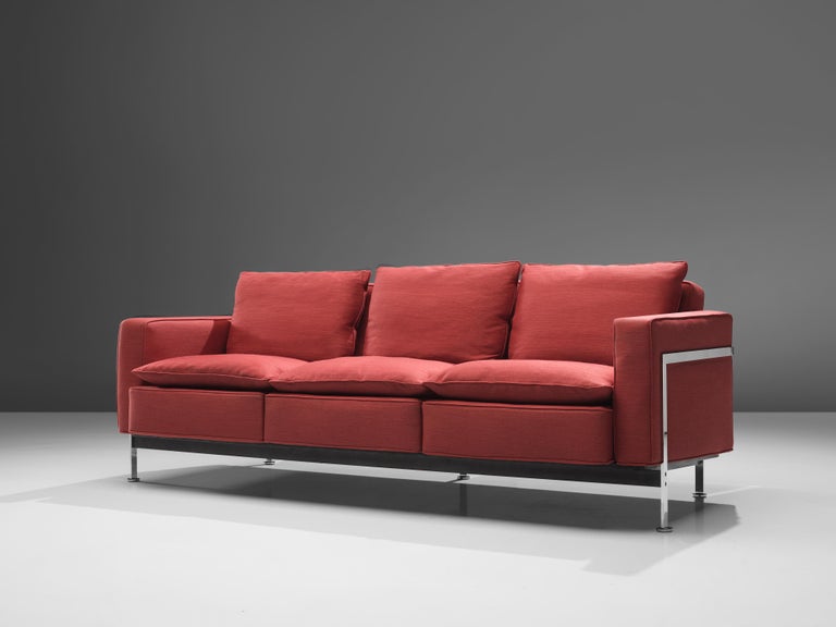 Robert Haussmann for De Sede Sofa in Red Fabric Upholstery