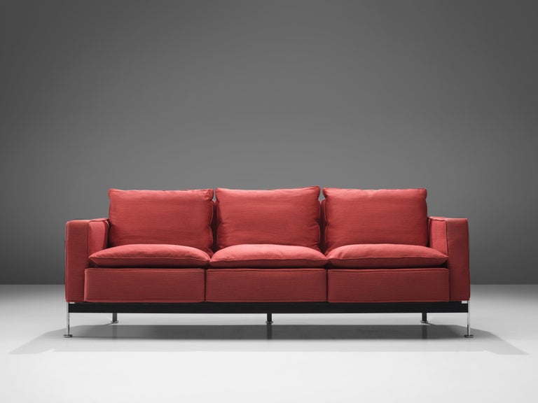 Robert Haussmann for De Sede Sofa in Red Fabric Upholstery