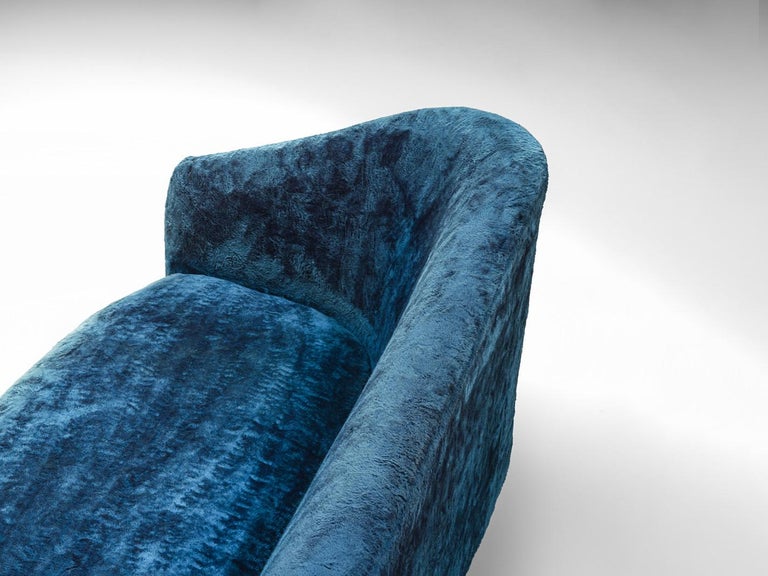 Adrian Pearsall 'Cloud' Sofa in Walnut and Sea Blue Upholstery