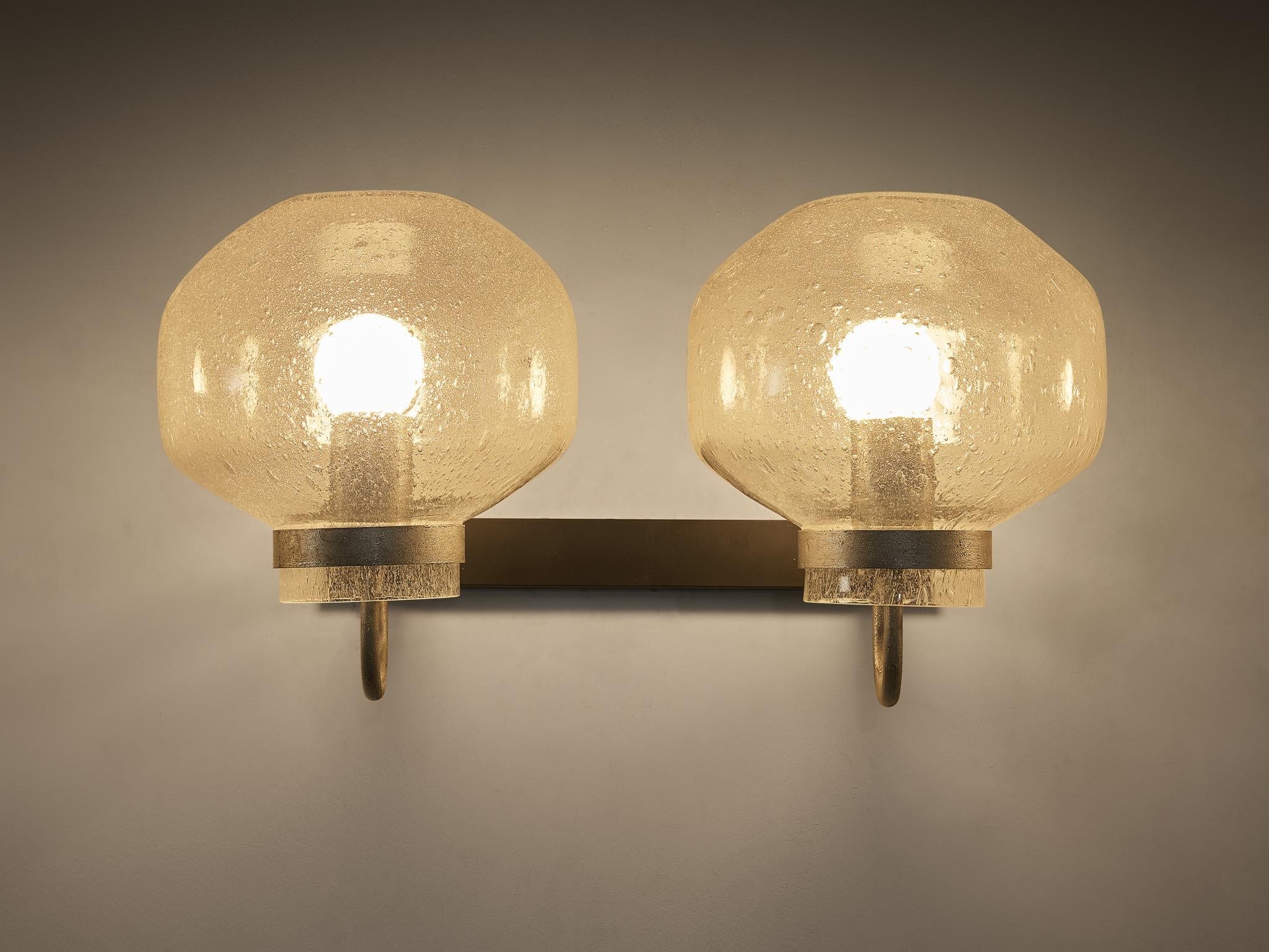 1970s Wall Lights in Silver-Colored Metal & Blown Glass