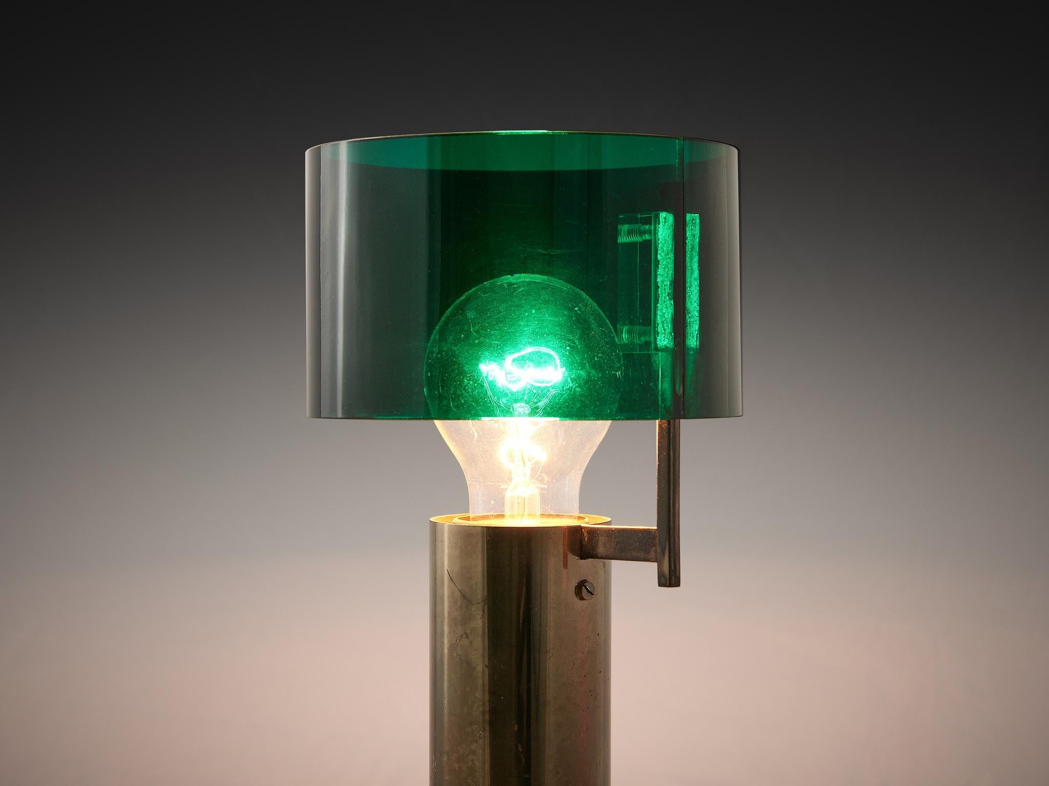 Tito Agnoli for O-Luce Table Lamp in Nickel-Plated Brass and Perspex