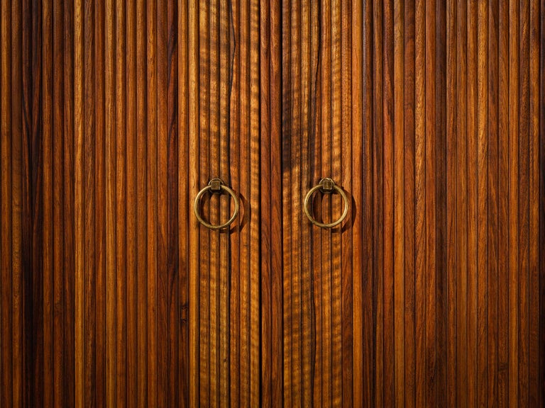 William Watting High Cabinet in Walnut with Elegant Tambour Doors