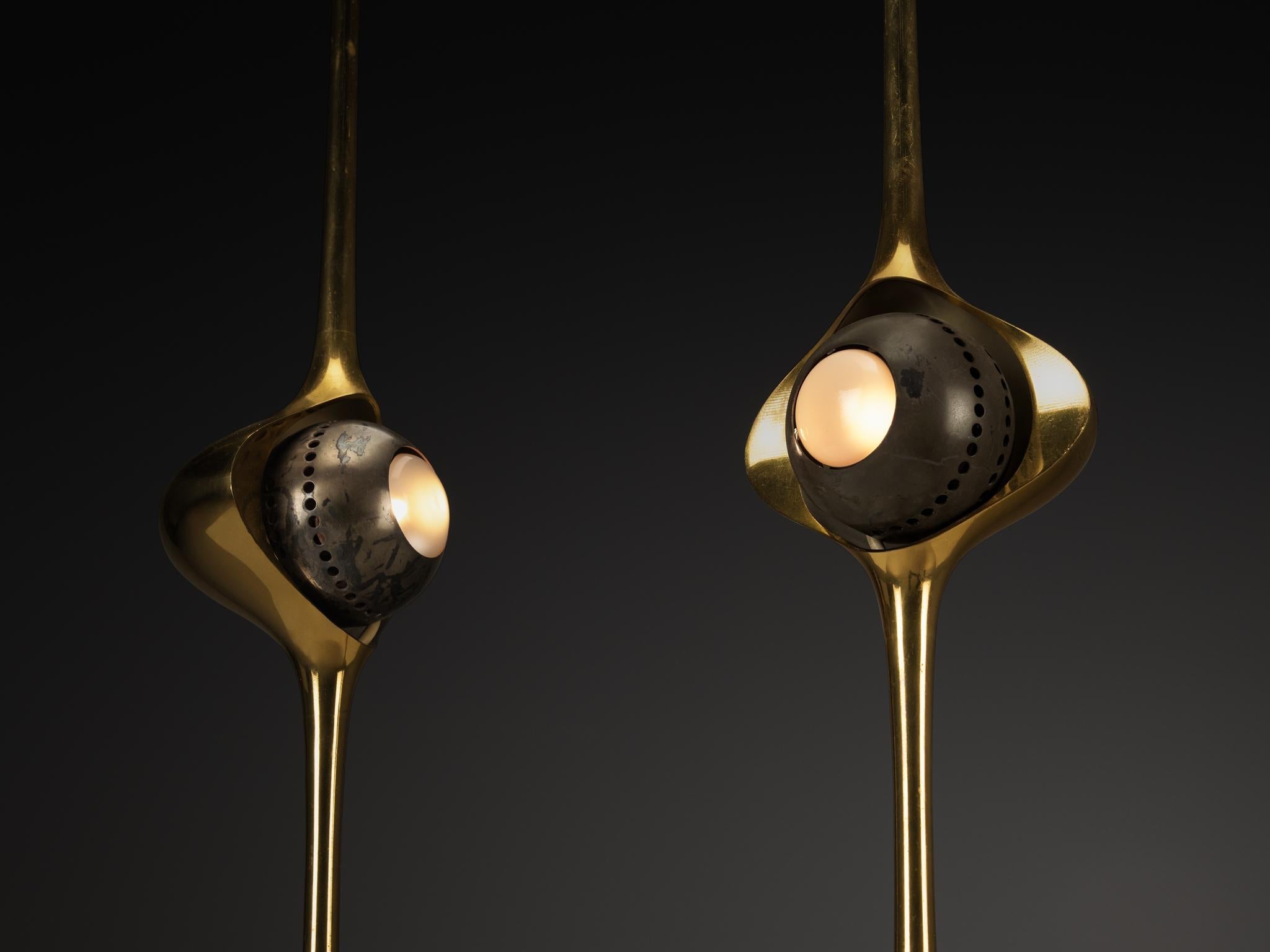 Angelo Lelii for Arredoluce ‘Cobra’ Table Lamps in Brass