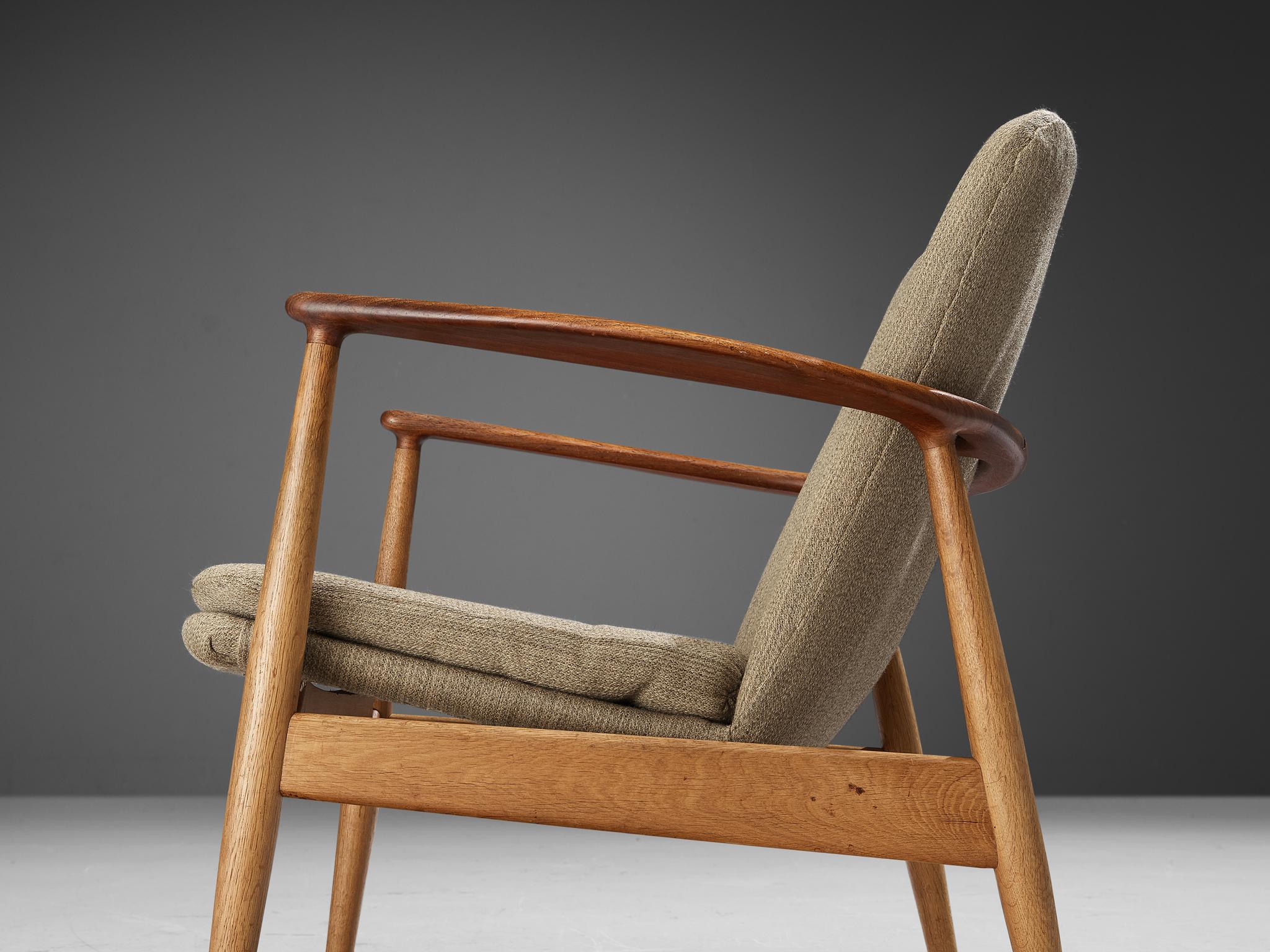 Arne Vodder for Bovirke Armchair in Oak and Beige Upholstery