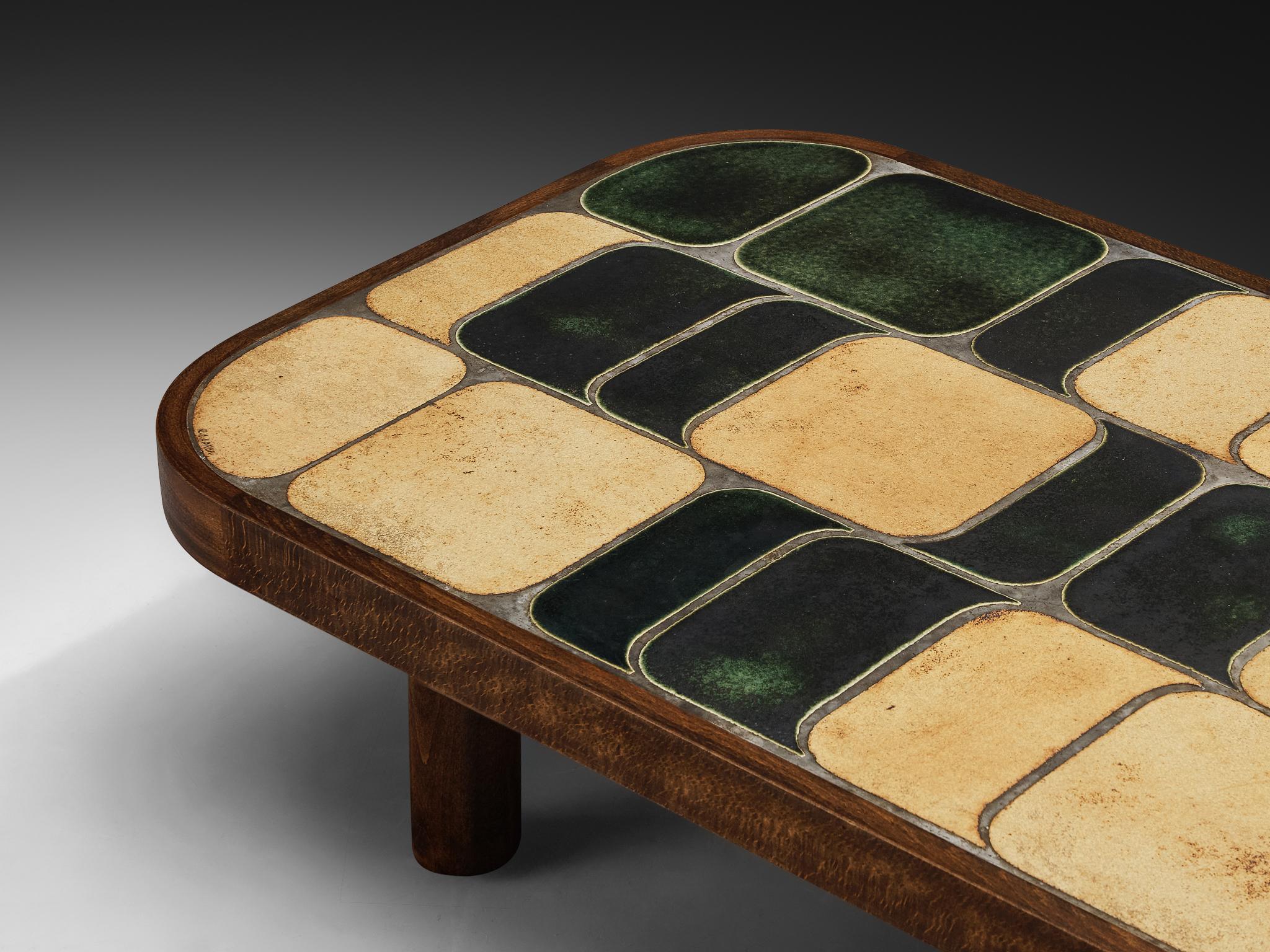 Roger Capron Large ‘Sou-Chong’ Coffee Table in Ceramic and Wood