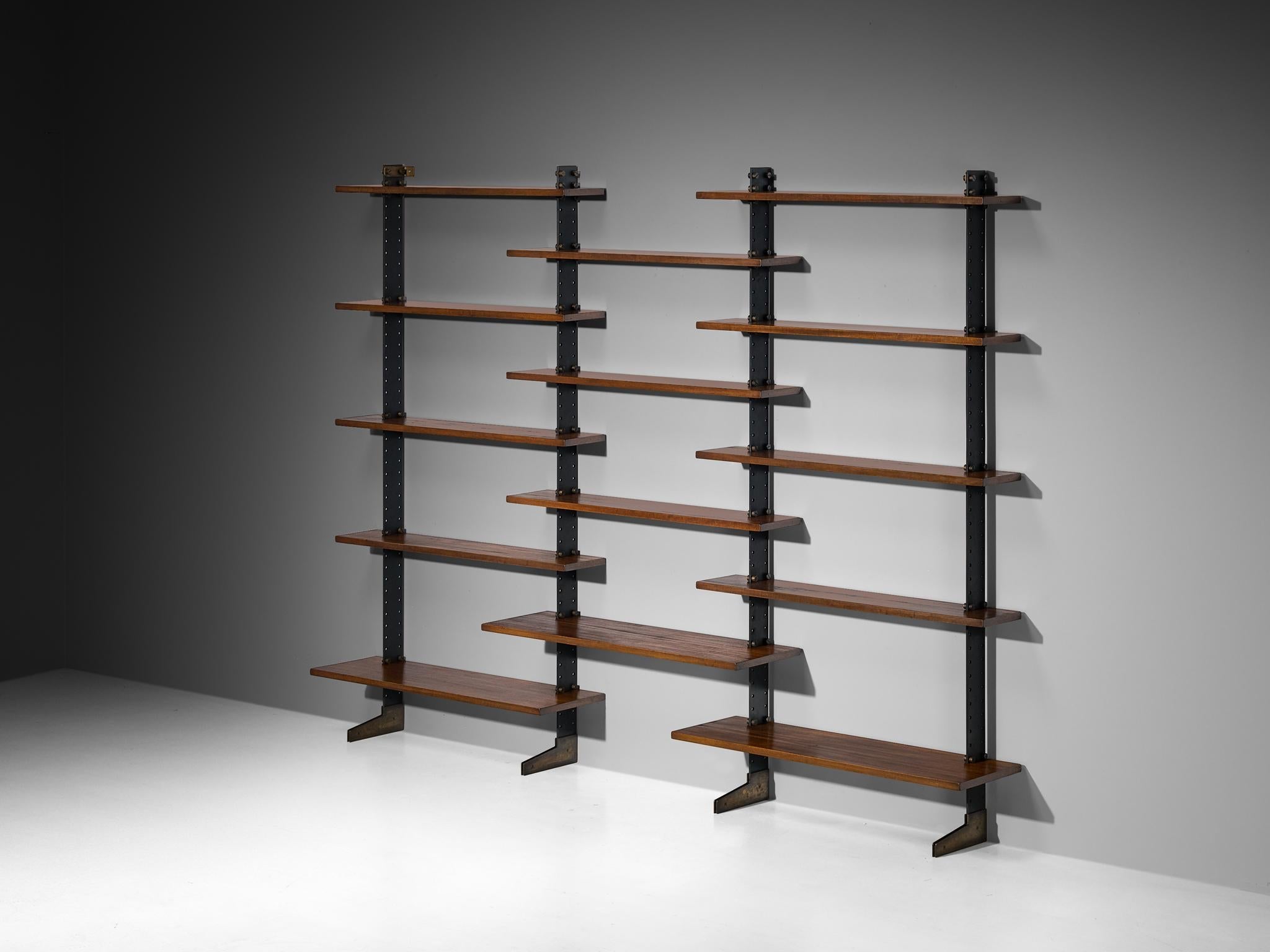 Ignazio Gardella for Azucena 'Lib 2' Bookcase in Iron, Brass and Mahogany