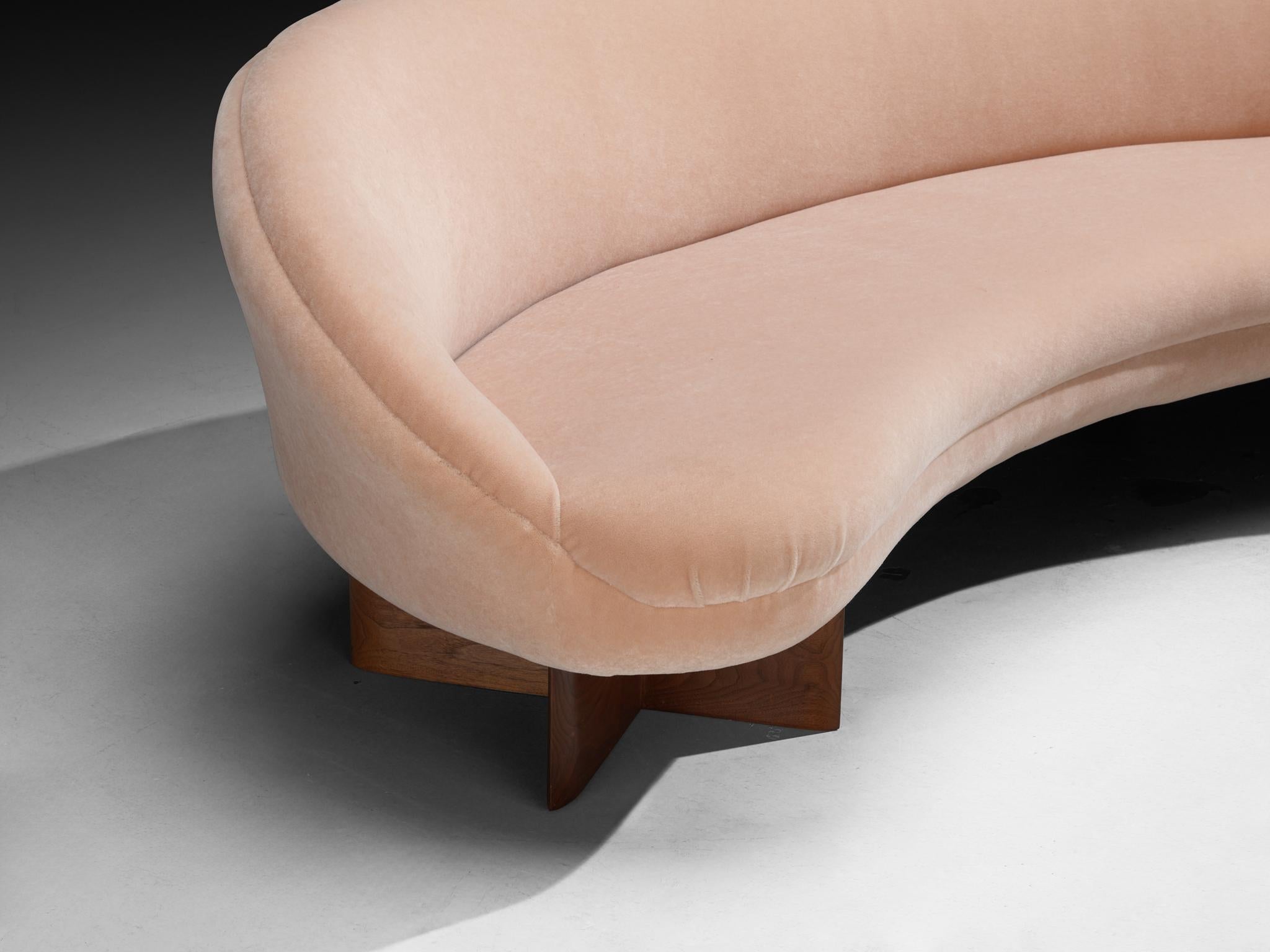 Vladimir Kagan for Kagan-Dreyfuss Inc '6999' Sofa in Mohair and Walnut