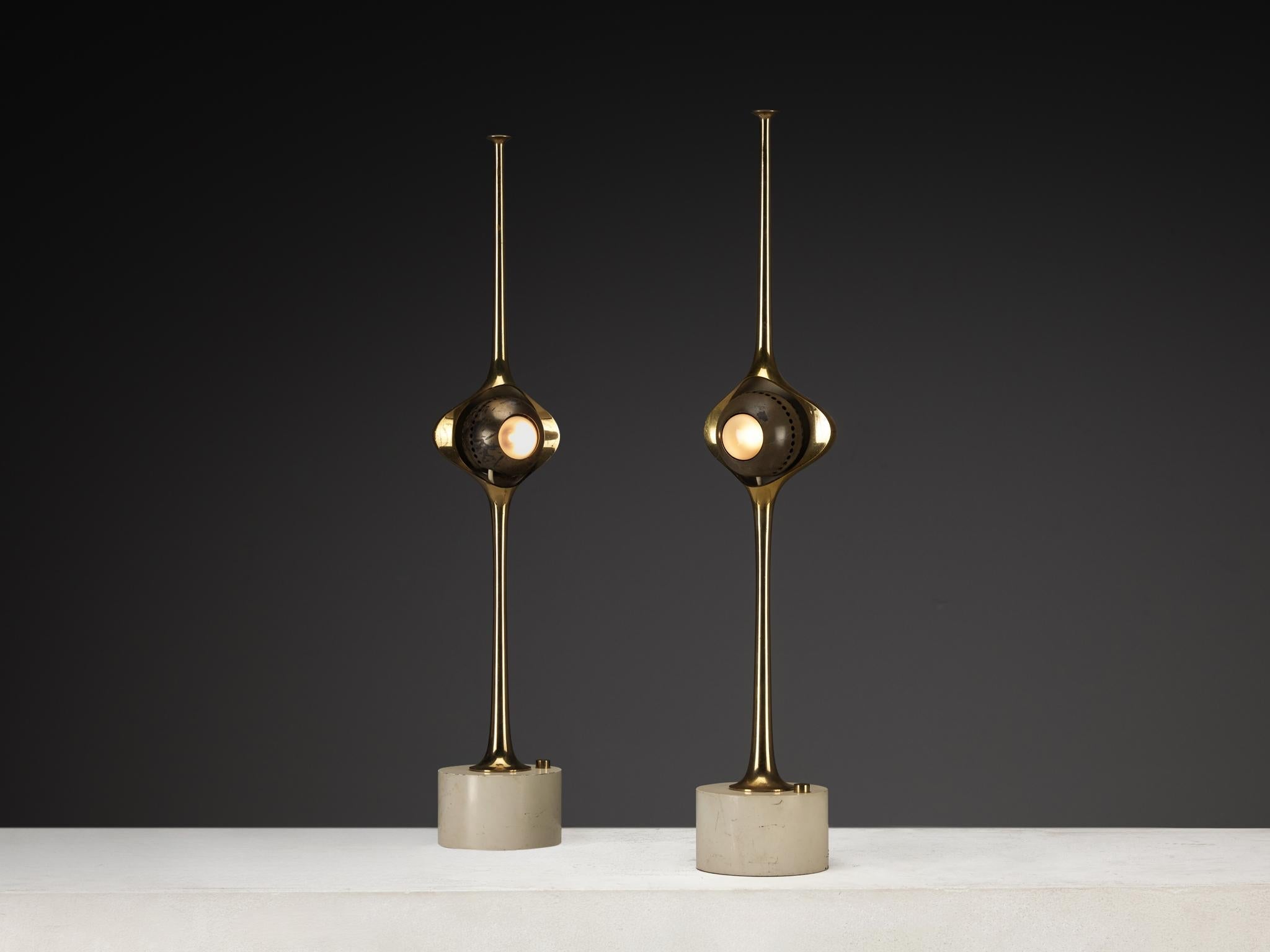 Angelo Lelii for Arredoluce ‘Cobra’ Table Lamps in Brass