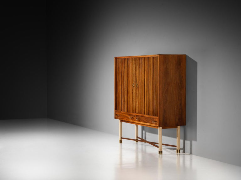 William Watting High Cabinet in Walnut with Elegant Tambour Doors