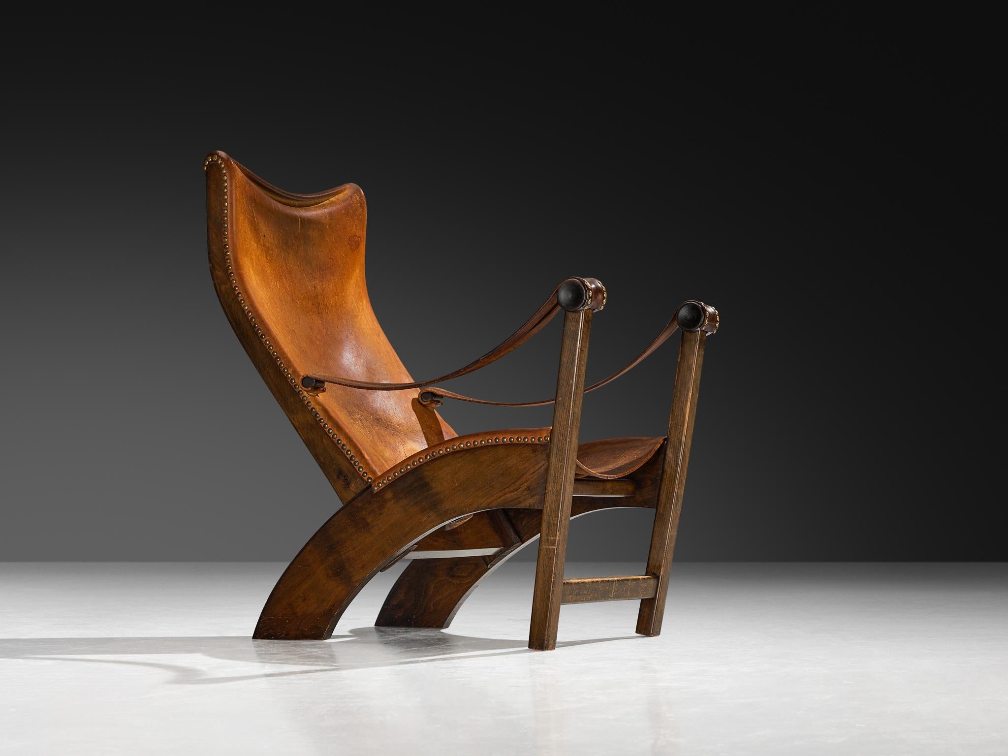 Mogens Voltelen 'Copenhagen' Lounge Chair in Patinated Cognac Leather