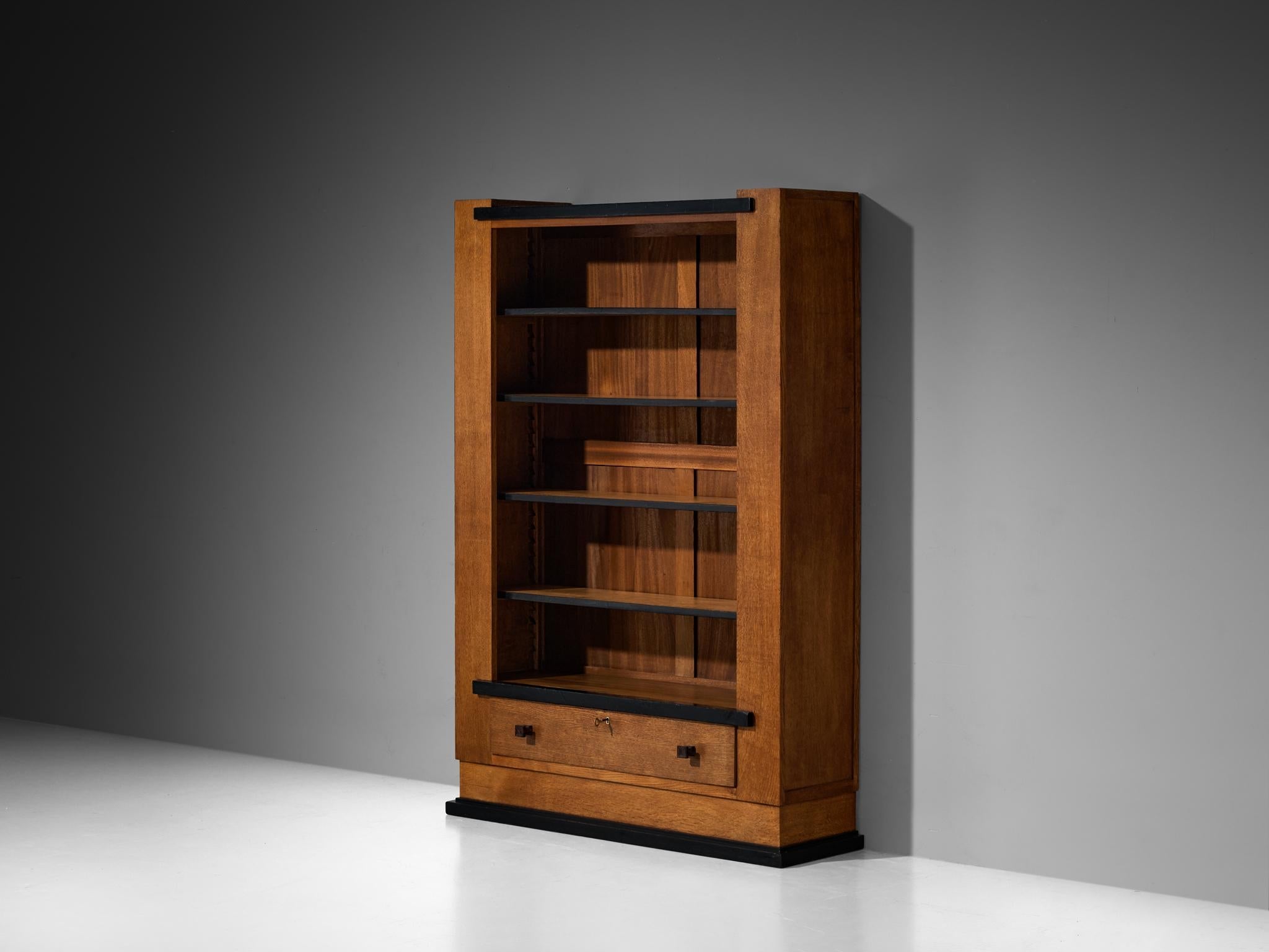 Hendrik Wouda for Pander Art Deco Bookshelf in Oak