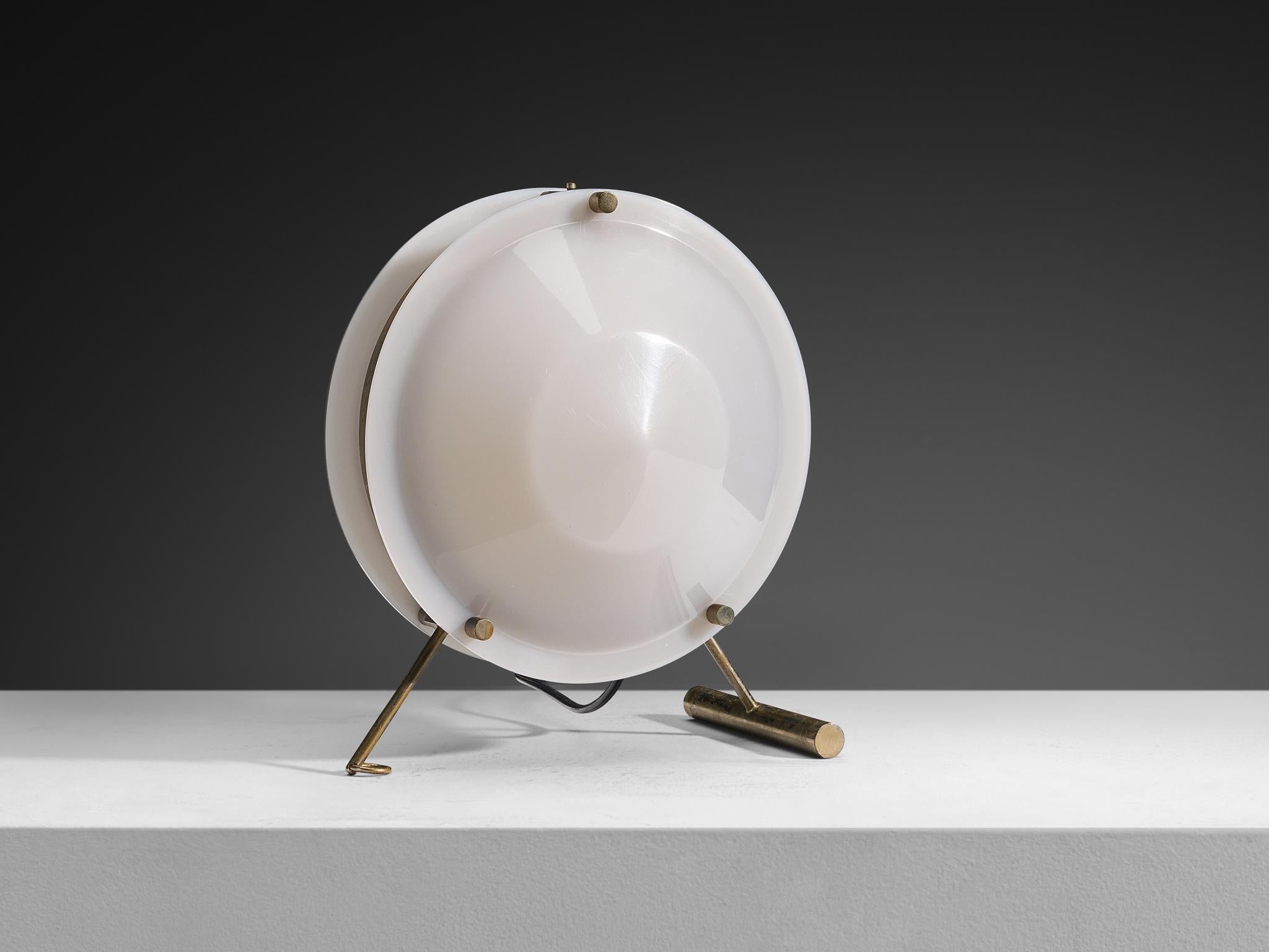 Rare Tito Agnoli for O-Luce '260' Table Lamp in Perspex and Brass