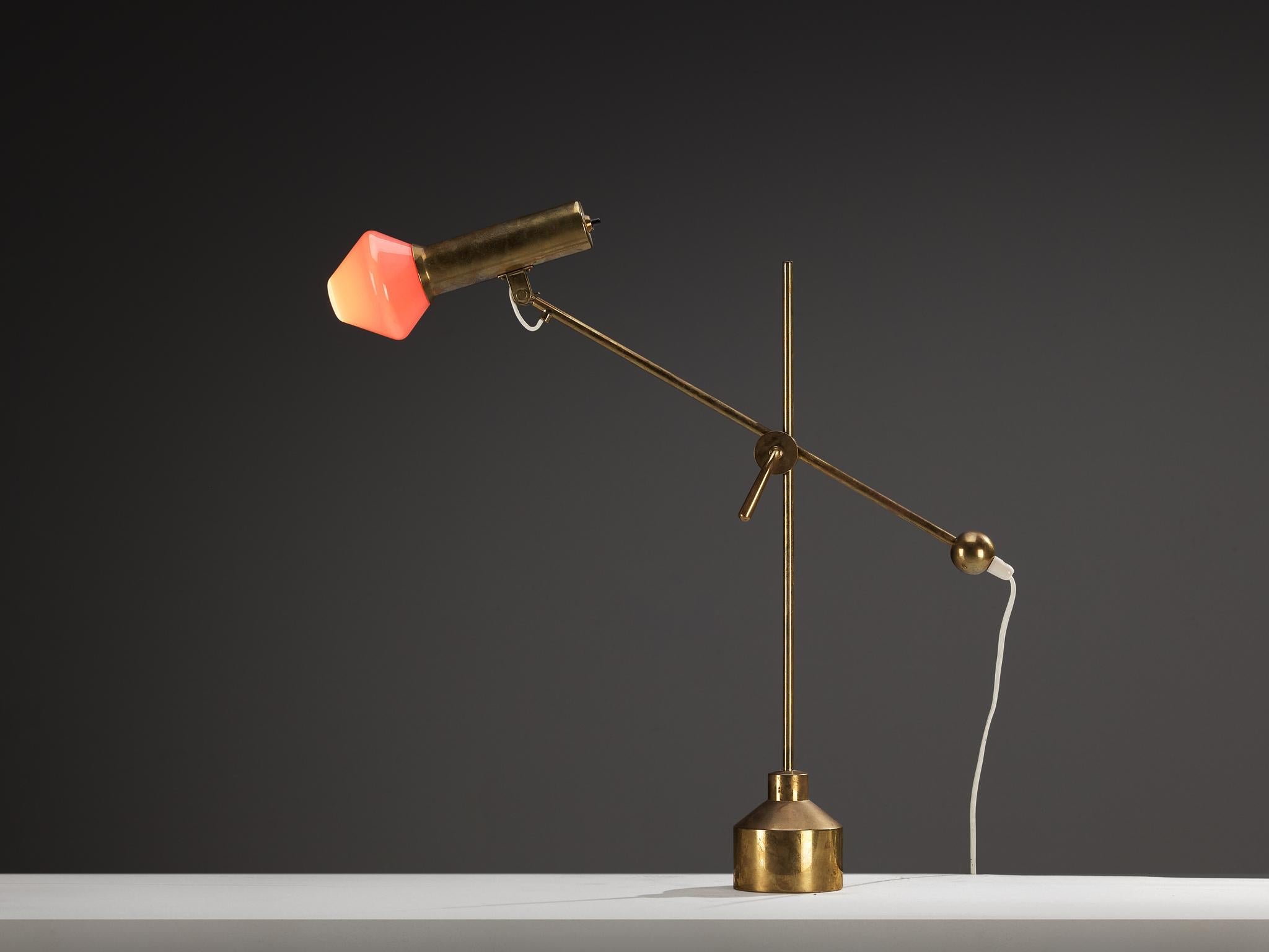 Tapio Wirkkala for Idman Rare Desk Lamp in Brass and Glass