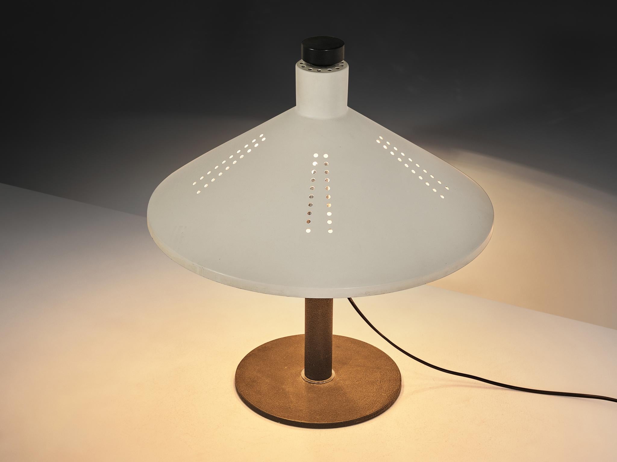 Gino Sarfatti for Arteluce '609' Table Lamps in White Aluminum & Cast Iron