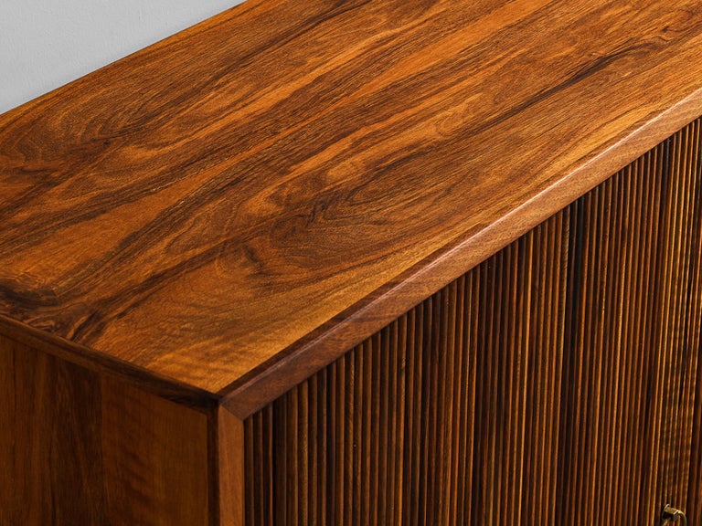 William Watting High Cabinet in Walnut with Elegant Tambour Doors