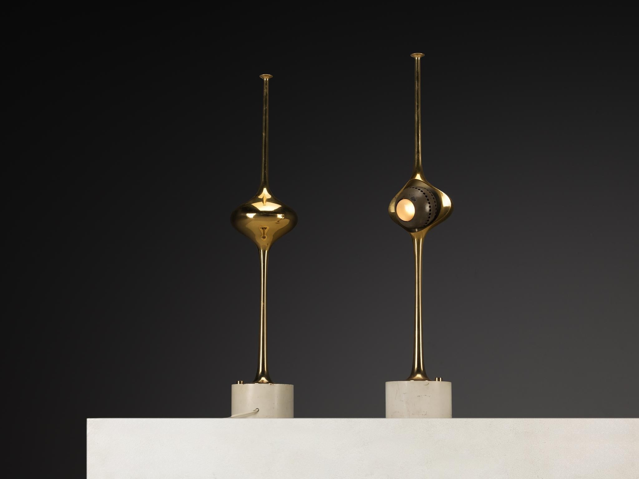 Angelo Lelii for Arredoluce ‘Cobra’ Table Lamps in Brass