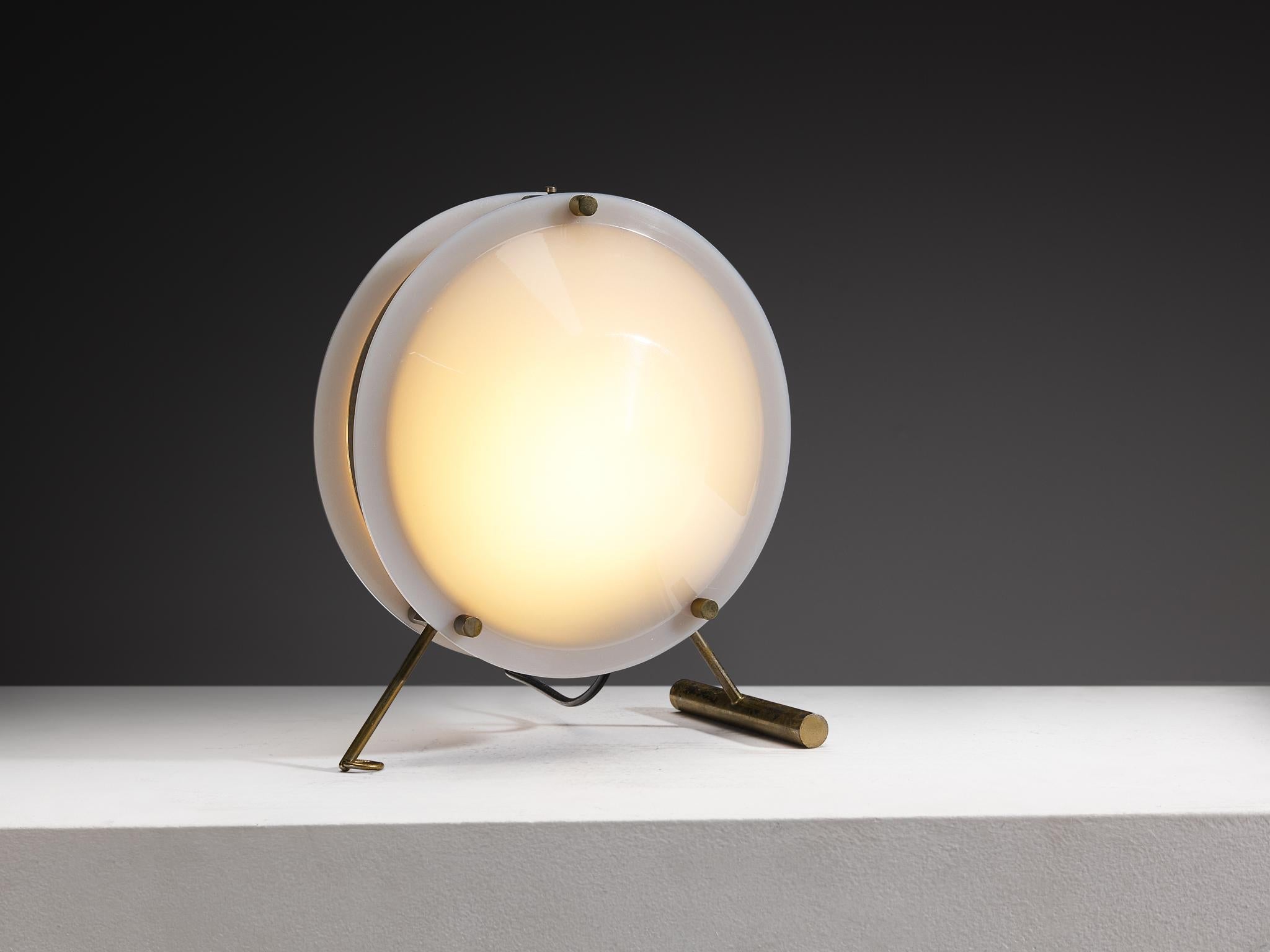 Rare Tito Agnoli for O-Luce '260' Table Lamp in Perspex and Brass