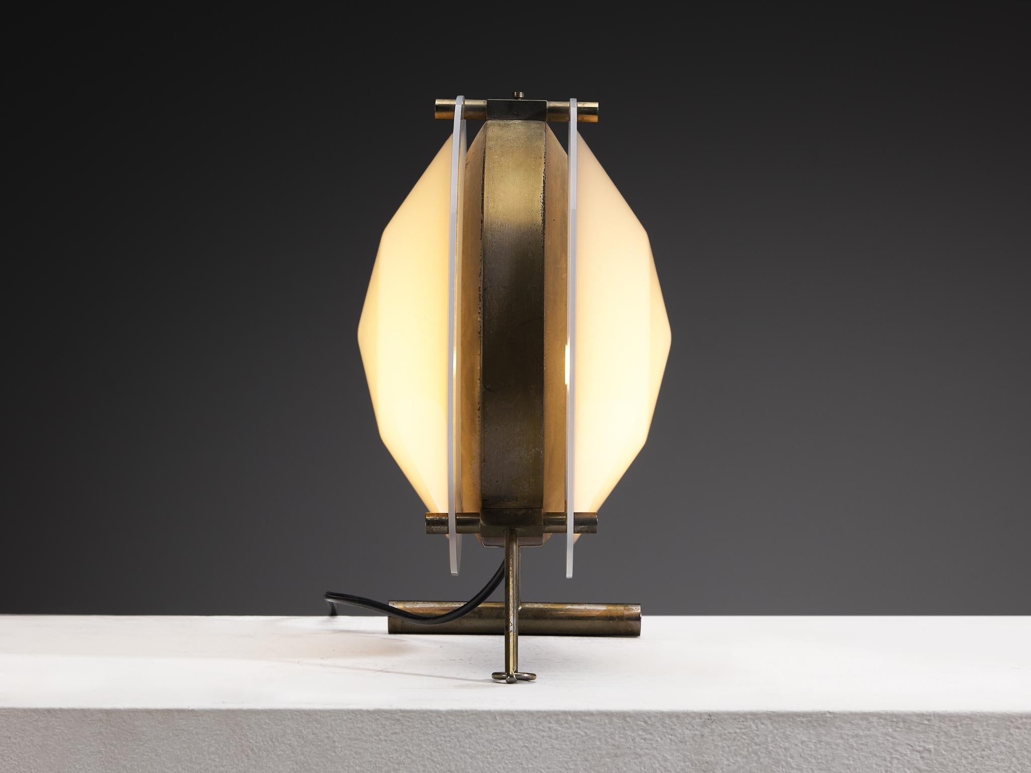 Rare Tito Agnoli for O-Luce '260' Table Lamp in Perspex and Brass