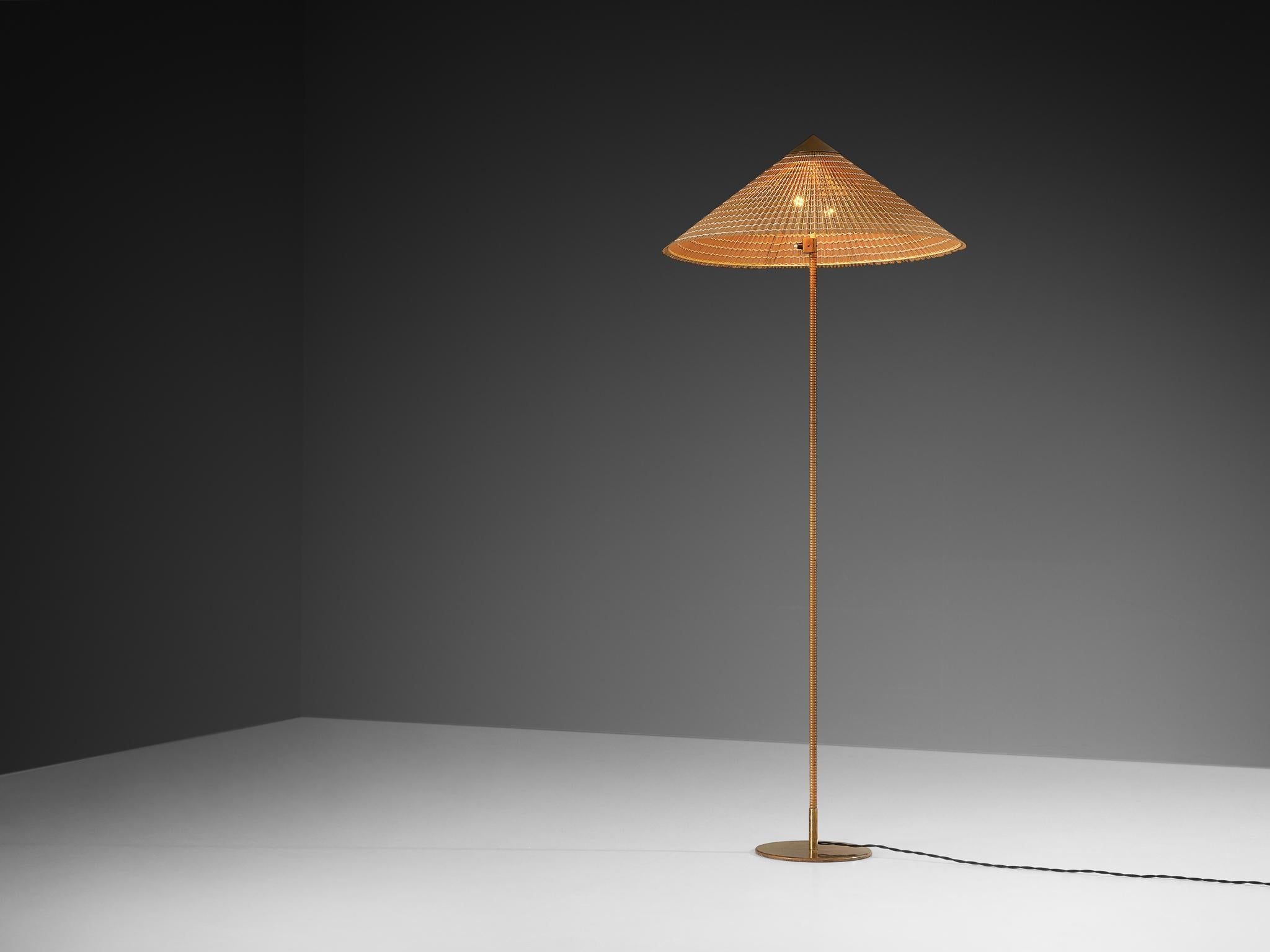 Paavo Tynell for Taito Oy '9602' Floor Lamp in Cane and Brass