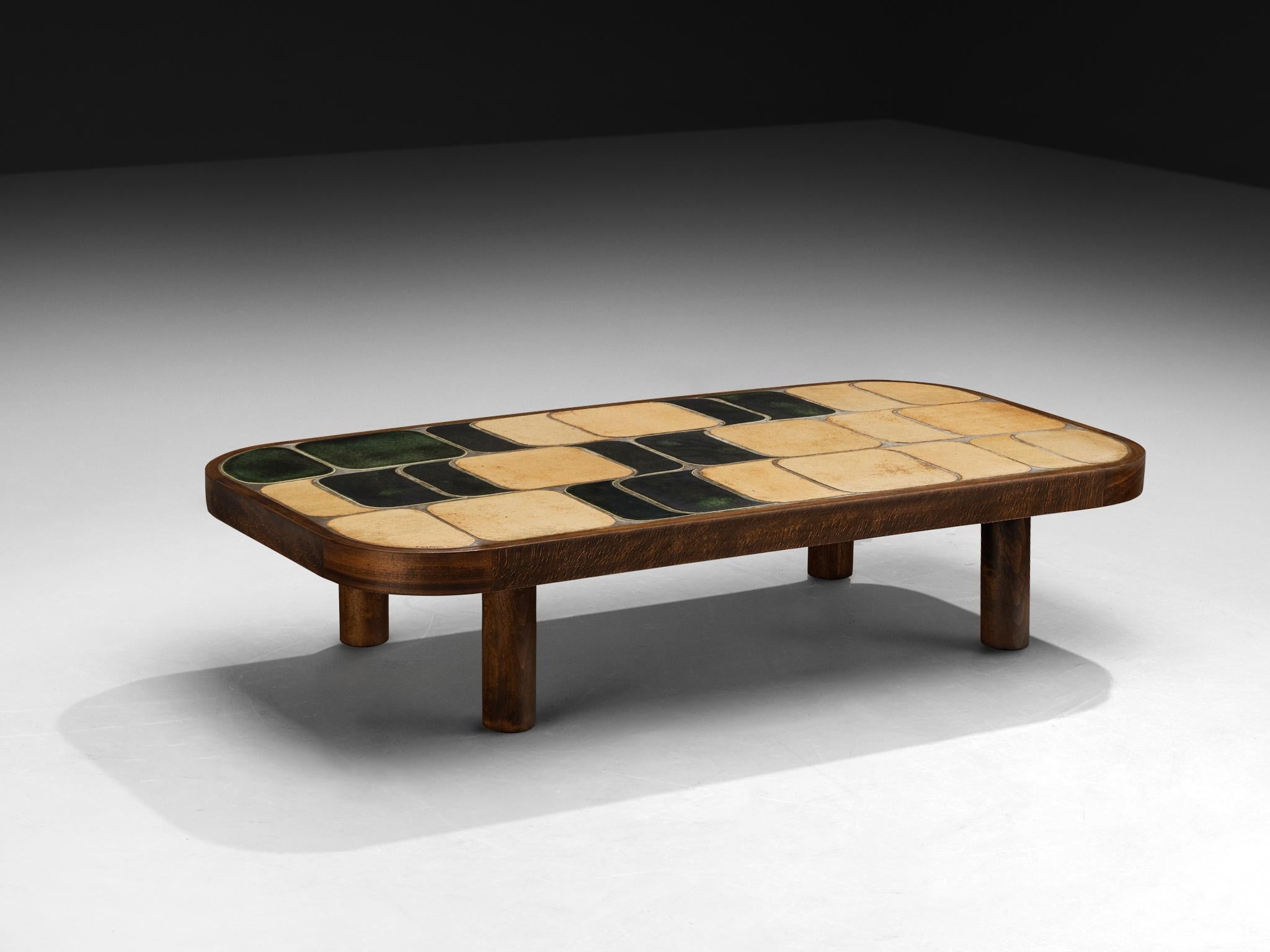 Roger Capron Large ‘Sou-Chong’ Coffee Table in Ceramic and Wood