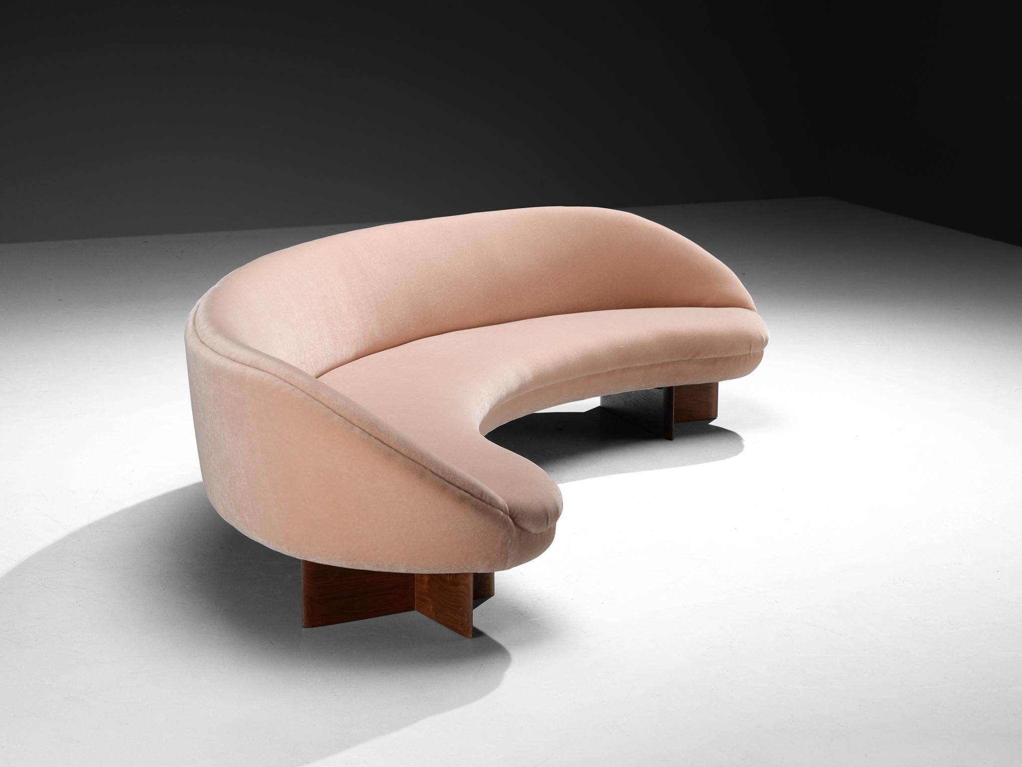 Vladimir Kagan for Kagan-Dreyfuss Inc '6999' Sofa in Mohair and Walnut