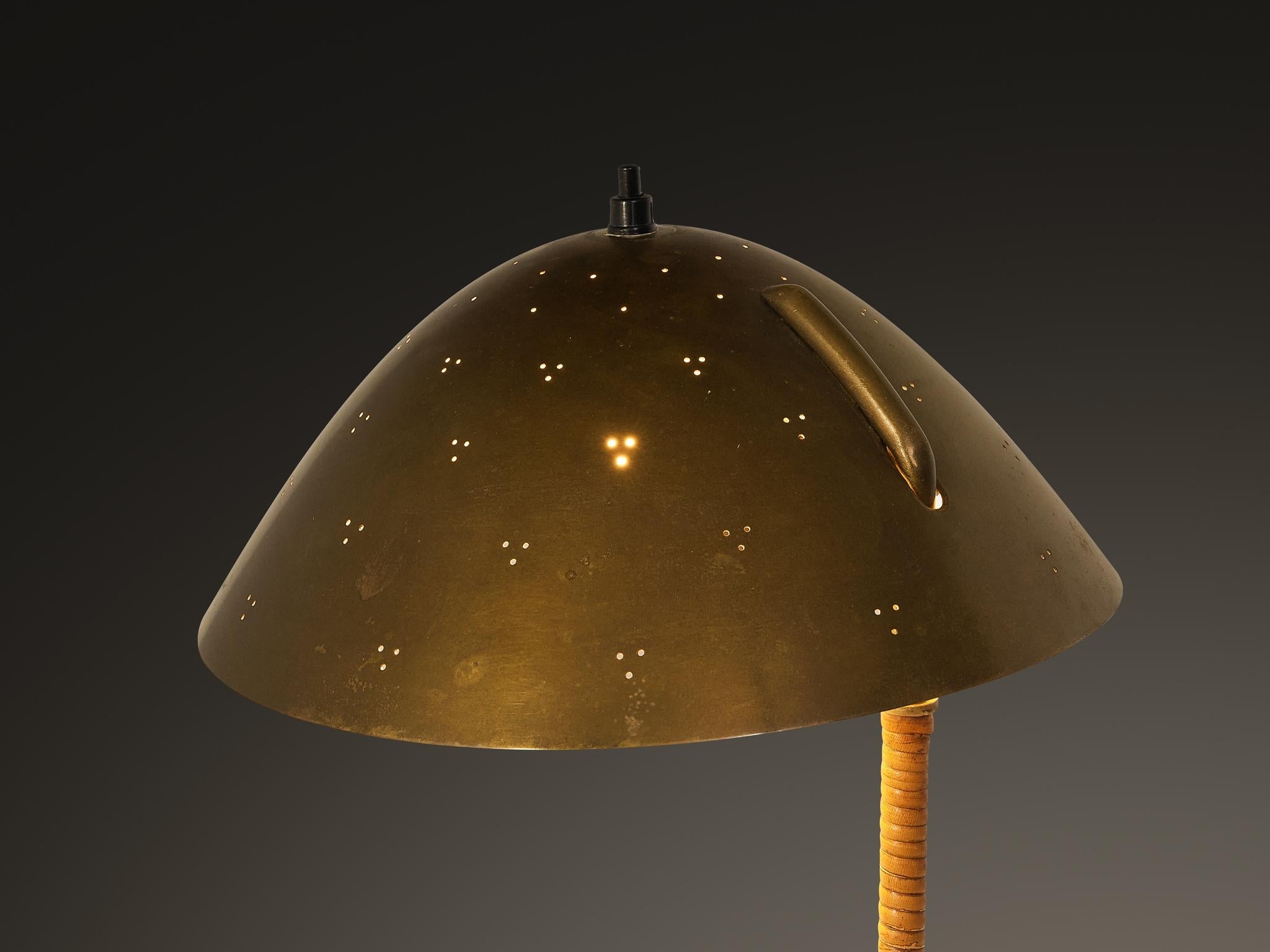 Paavo Tynell for Taito Oy '9209' Table Lamp in Brass and Cane