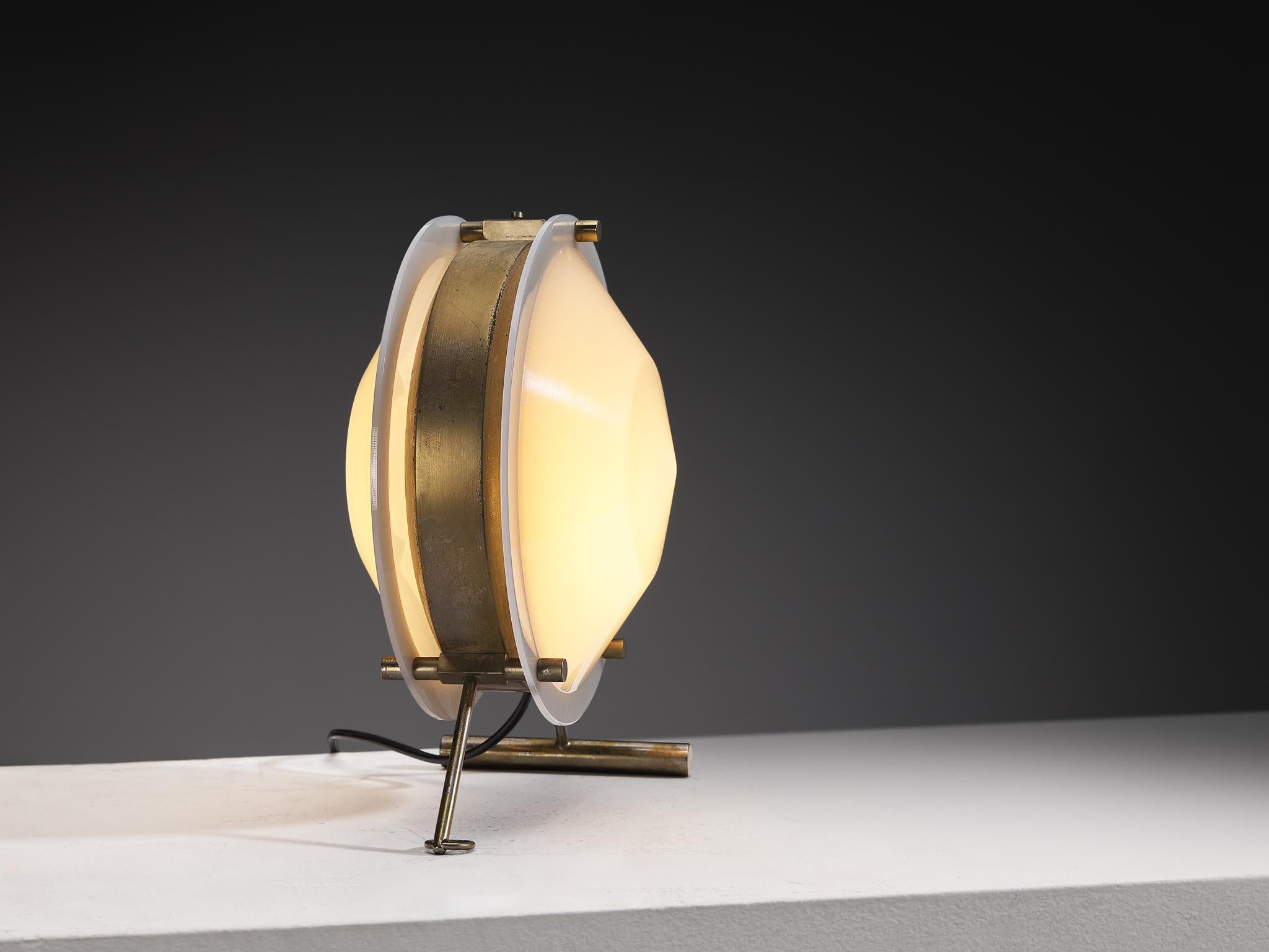 Rare Tito Agnoli for O-Luce '260' Table Lamp in Perspex and Brass