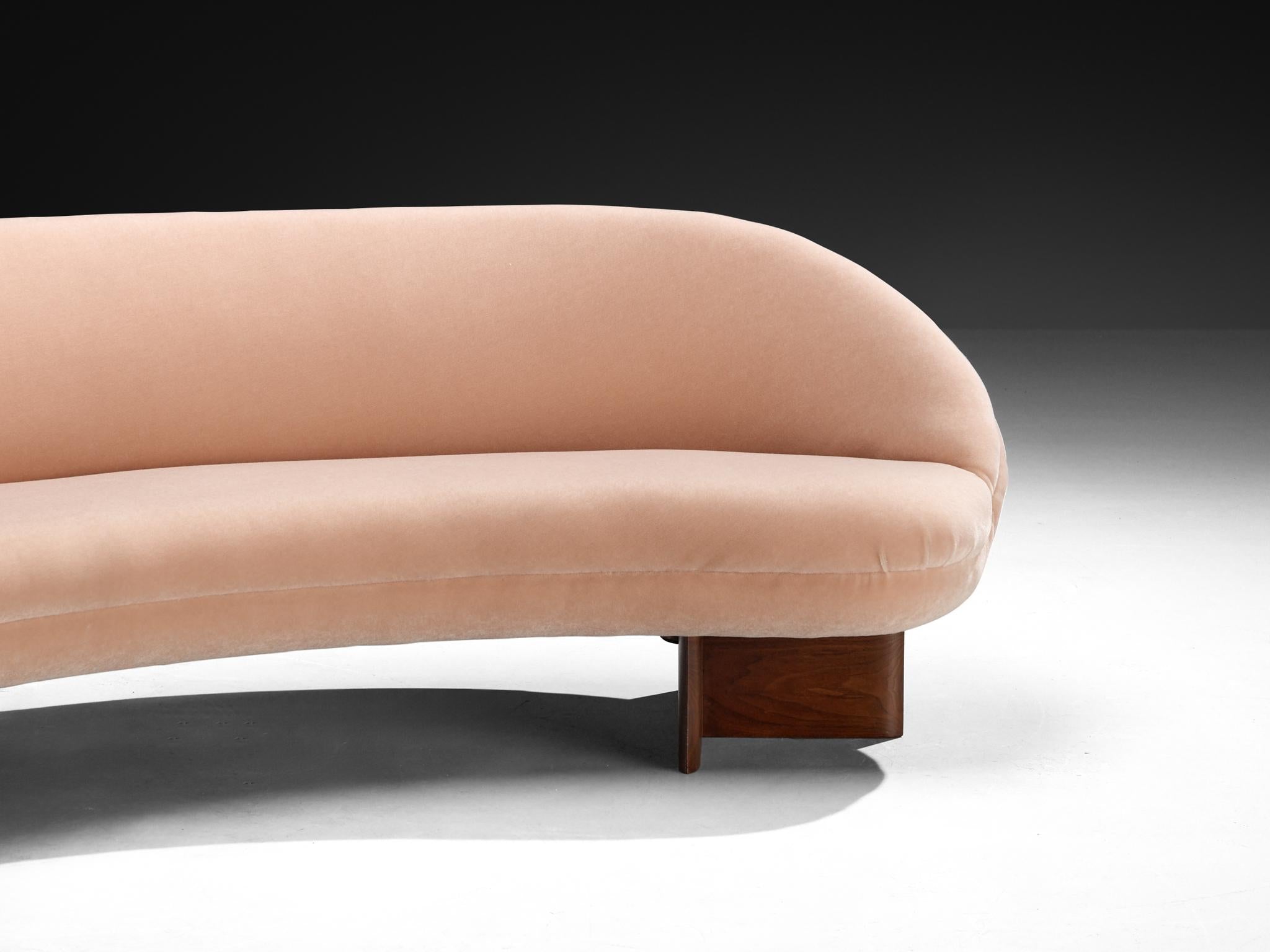 Vladimir Kagan for Kagan-Dreyfuss Inc '6999' Sofa in Mohair and Walnut