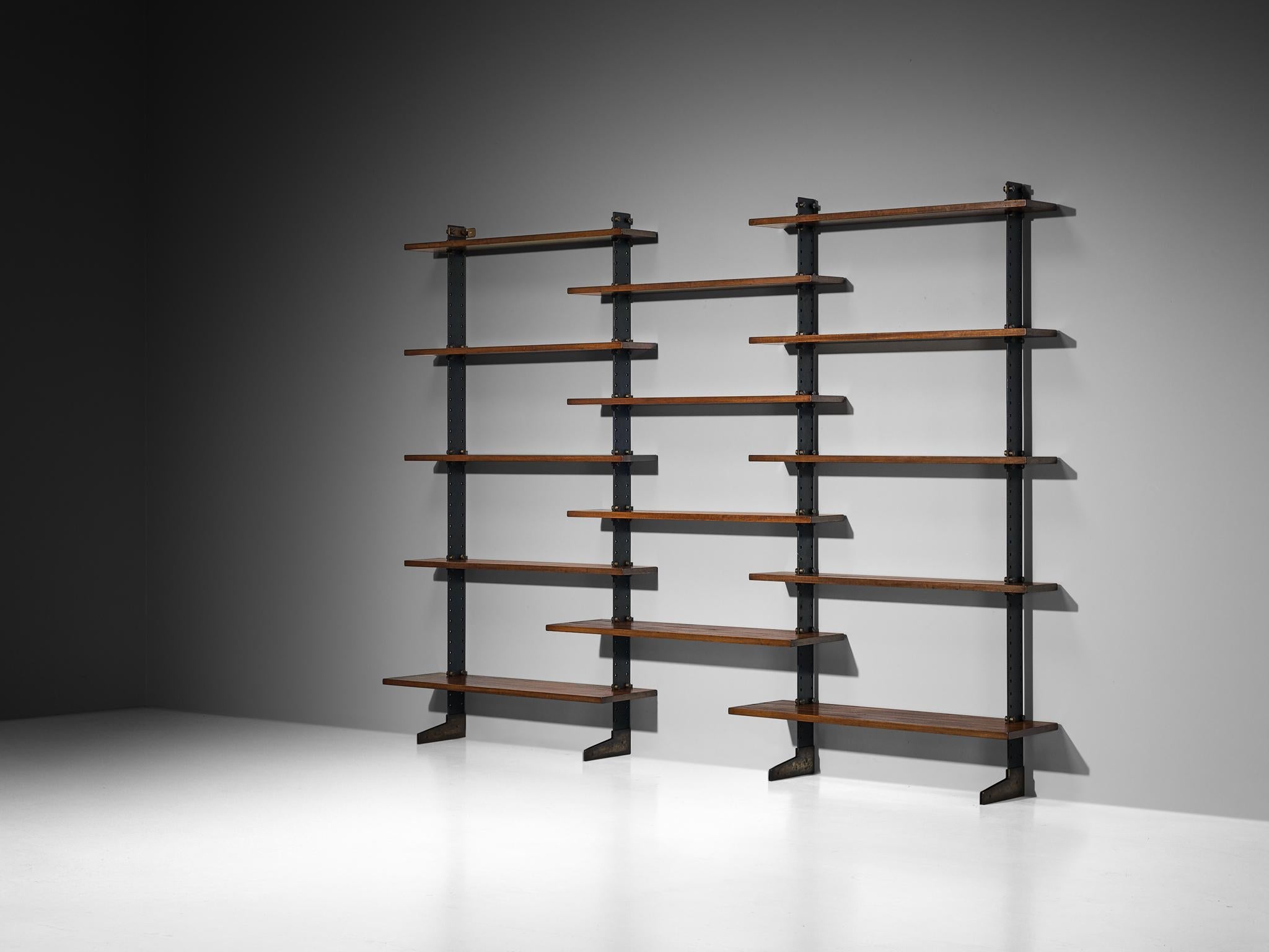 Ignazio Gardella for Azucena 'Lib 2' Bookcase in Iron, Brass and Mahogany