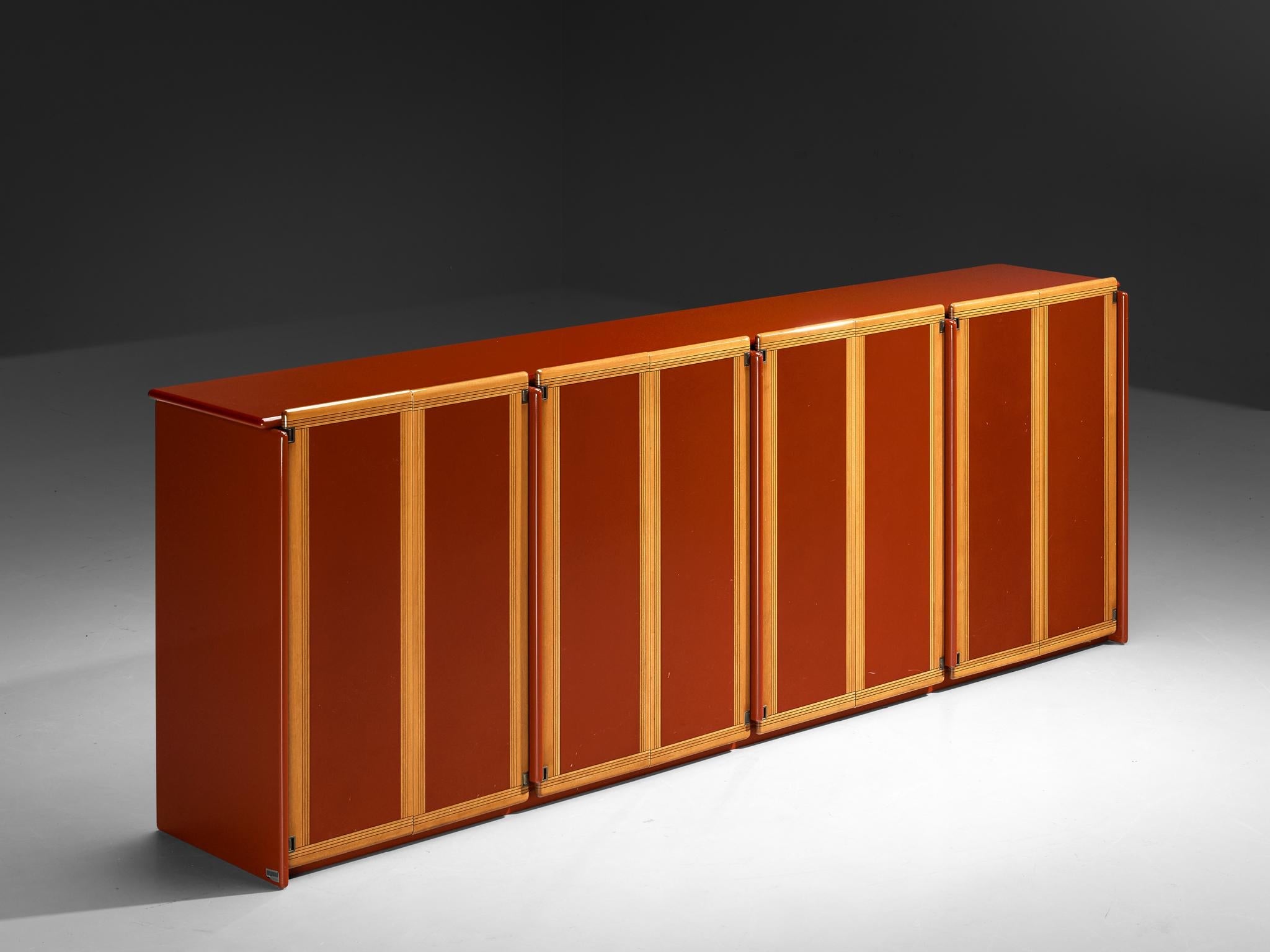 Afra & Tobia Scarpa for Maxalto 'Artona' Sideboard in Red Lacquer & Walnut