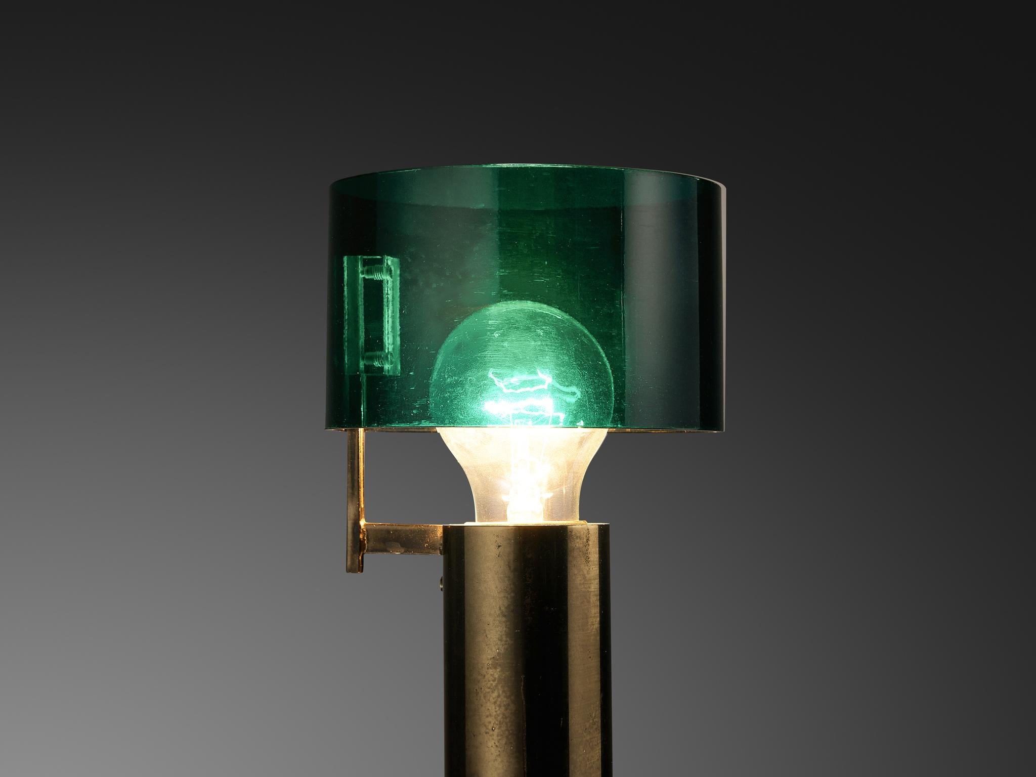 Tito Agnoli for O-Luce Table Lamp in Nickel-Plated Brass and Perspex