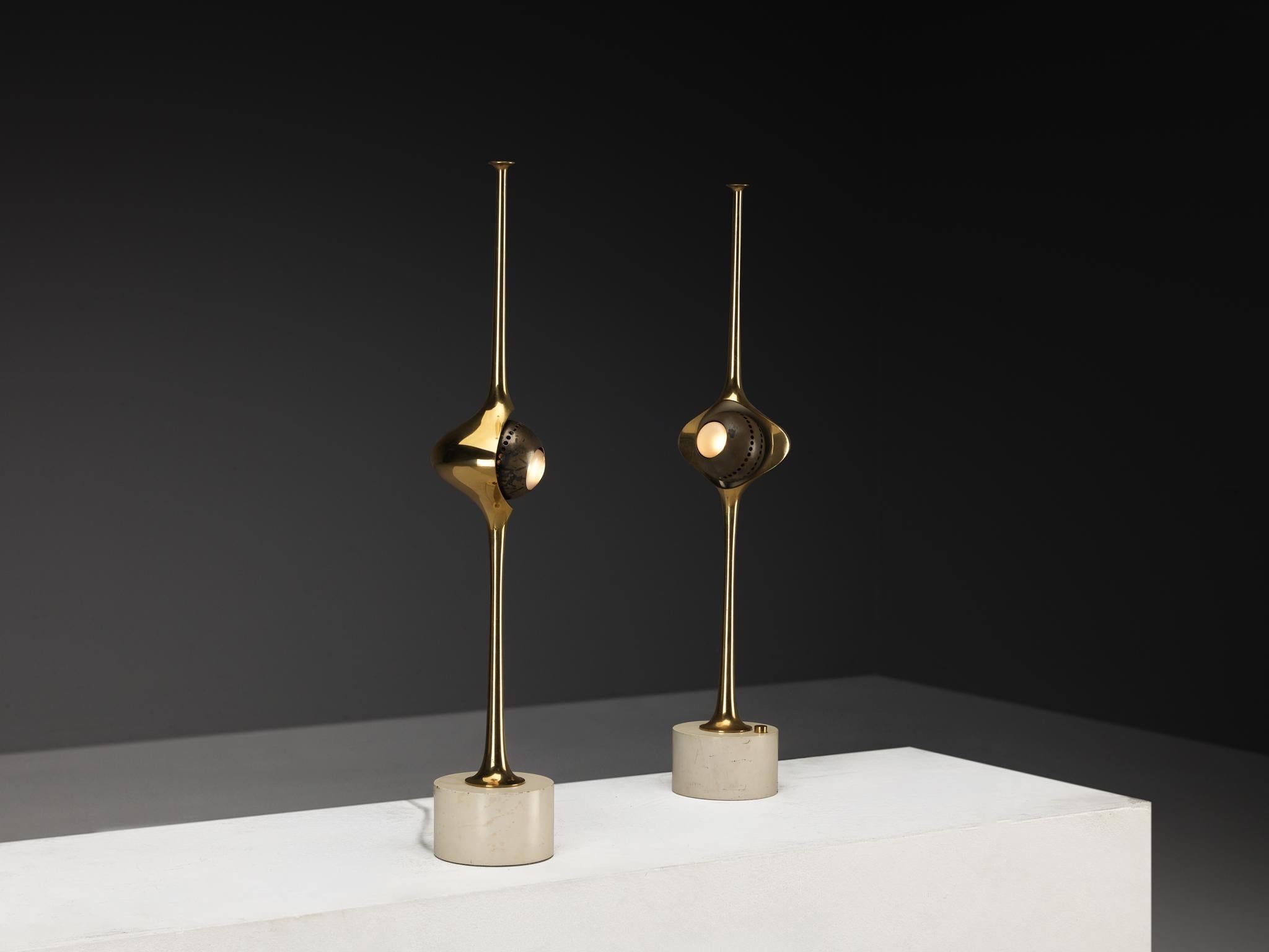 Angelo Lelii for Arredoluce ‘Cobra’ Table Lamps in Brass