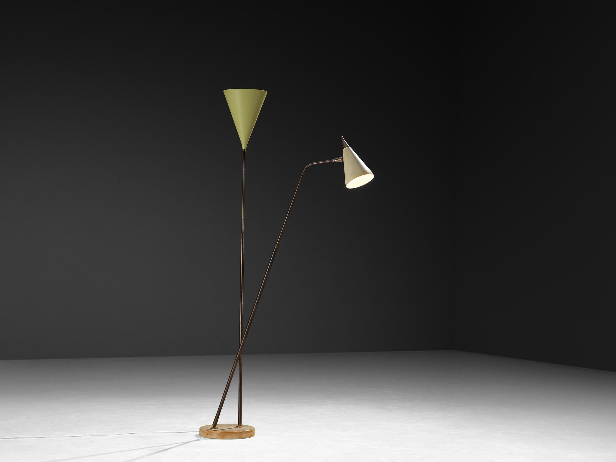 Giuseppe Ostuni for O-Luce '339/2’ Two-Armed Floor Lamp in Marble and Brass