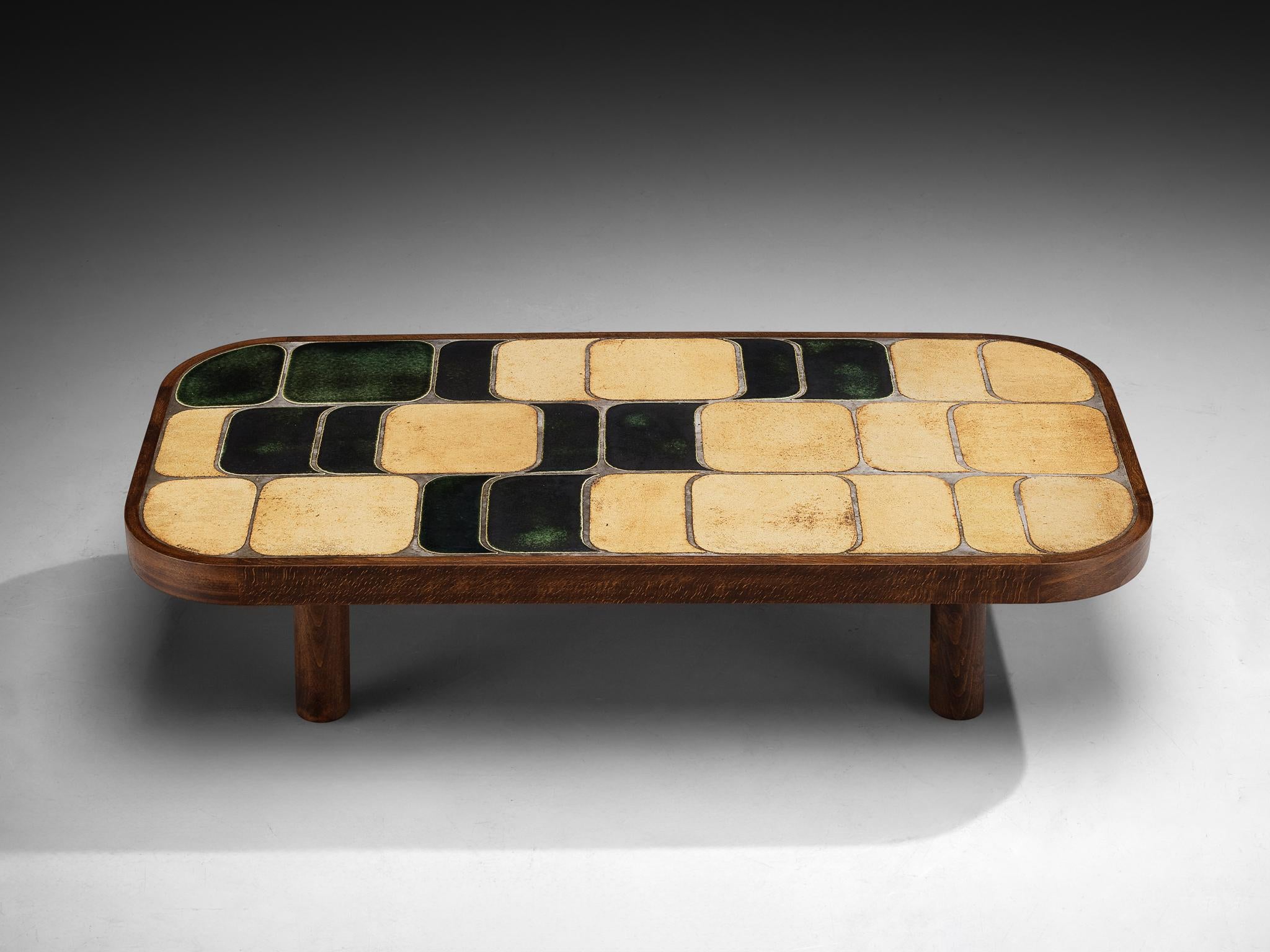 Roger Capron Large ‘Sou-Chong’ Coffee Table in Ceramic and Wood