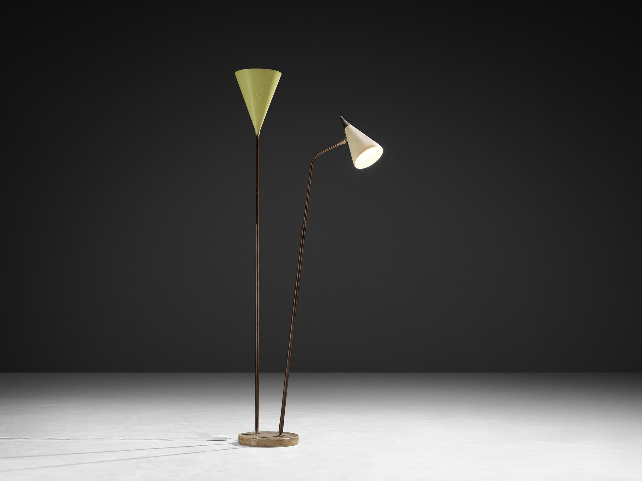 Giuseppe Ostuni for O-Luce '339/2’ Two-Armed Floor Lamp in Marble and Brass