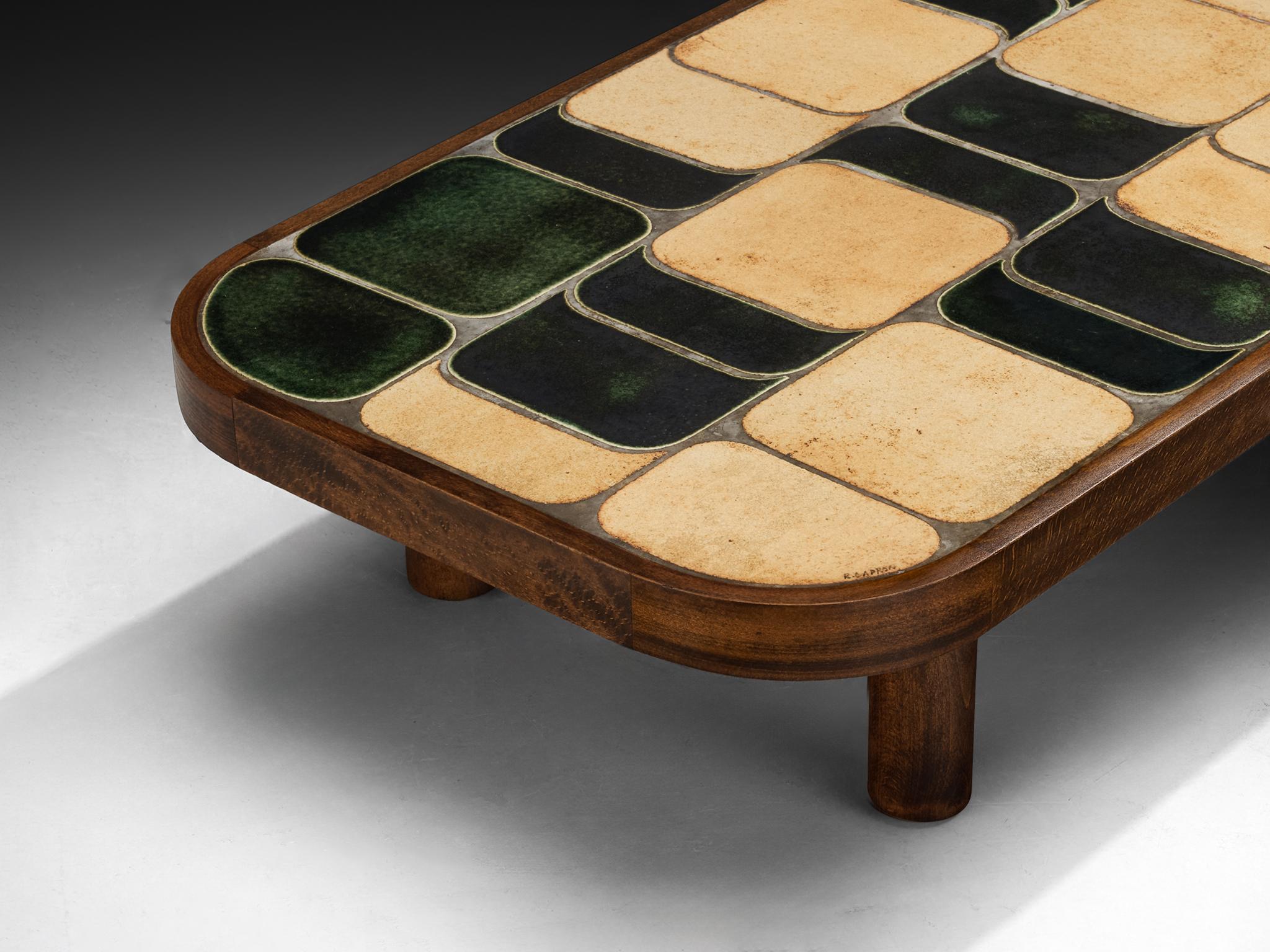 Roger Capron Large ‘Sou-Chong’ Coffee Table in Ceramic and Wood