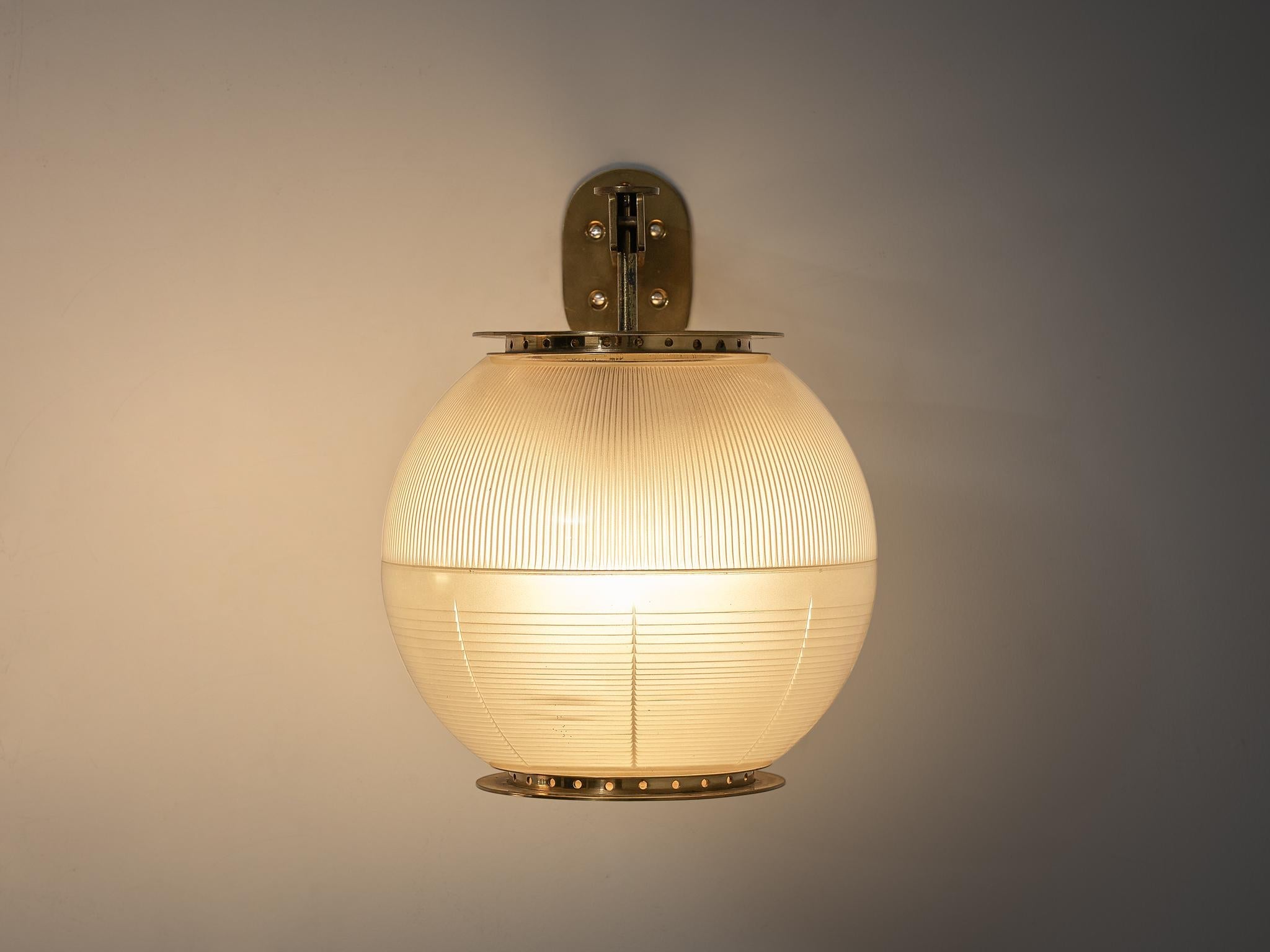 Ignazio Gardella for Azucena 'Doppio Vetro' Wall Lights in Glass and Brass